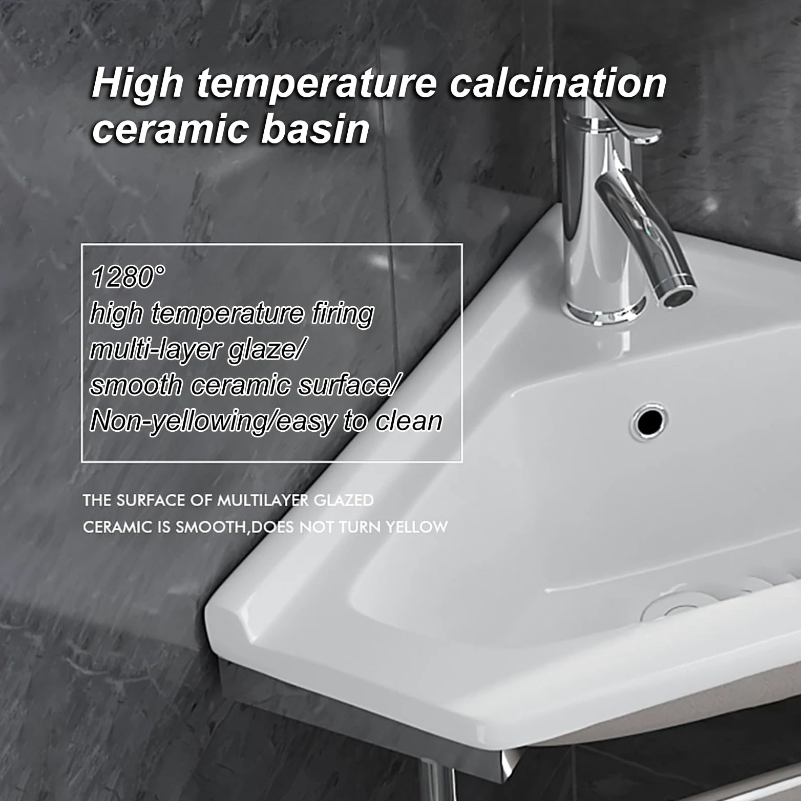 Lavello da bagno moderno ad angolo da 25,4 cm, piccolo lavabo da parete con rubinetto di scarico barra per asciugamani per cucina bagno fattoria
