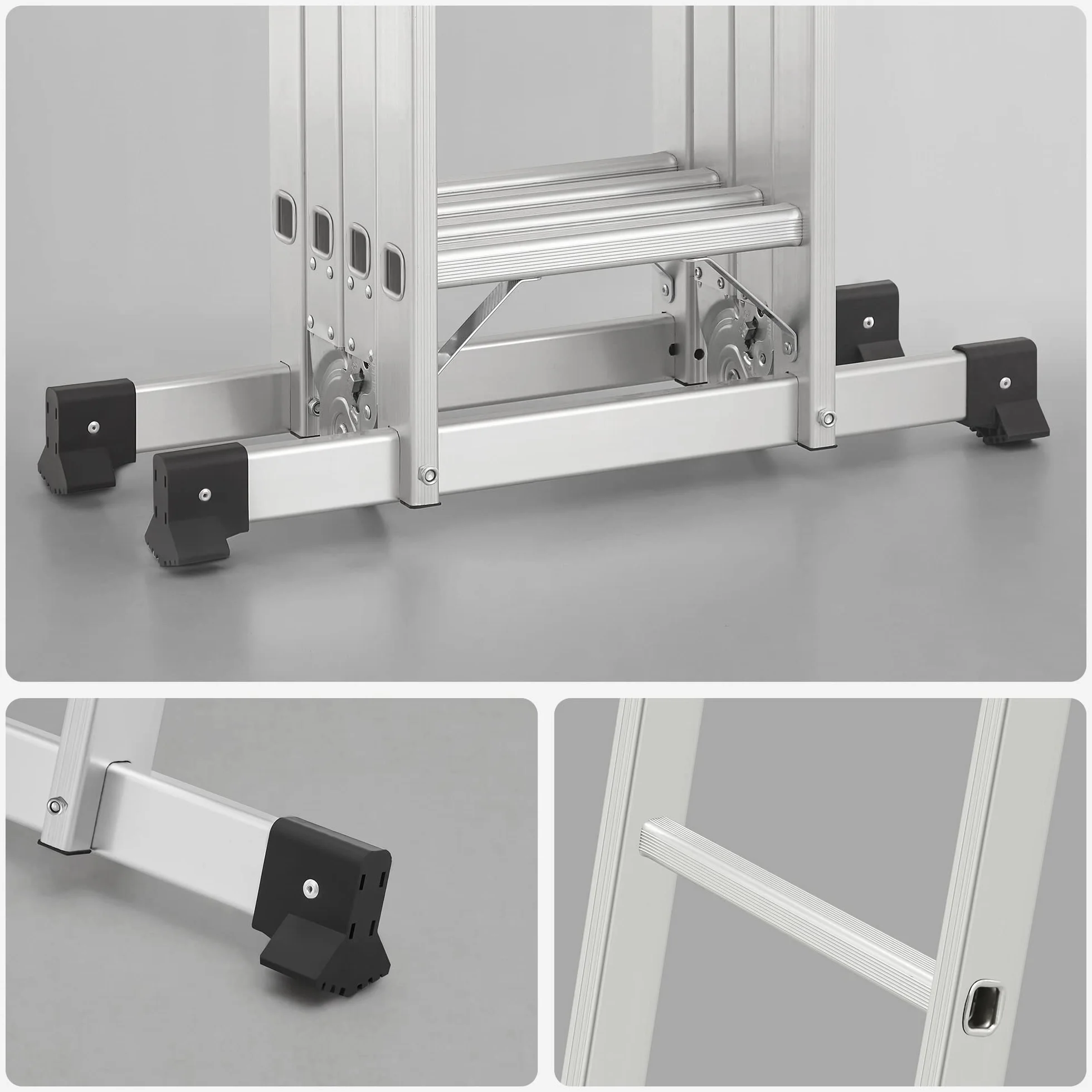 SONGMICS Scala Multifunzione in Alluminio, Scala a Gradini, Scaletta Domestica, 4 x 3 Gradini, fino a 150 kg, 12 Gradini, Design 6-in-1, Lunga 326 cm, Colore Argento GLT36M