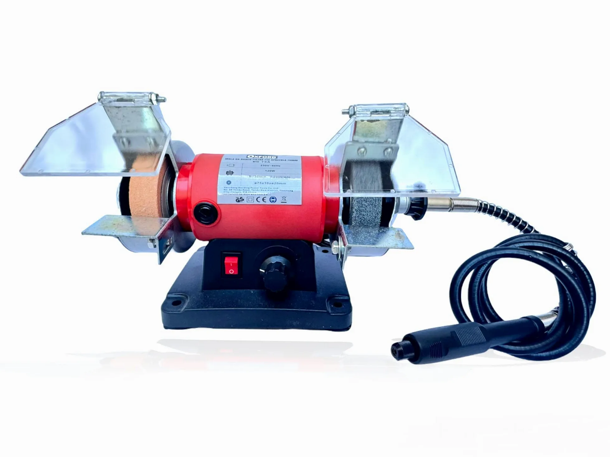 Smerigliatrice da Banco Multifunzione 120W Mini Mola da Banco 75mm Include Mini Trapano Albero Flessibile con Velocità Regolabile