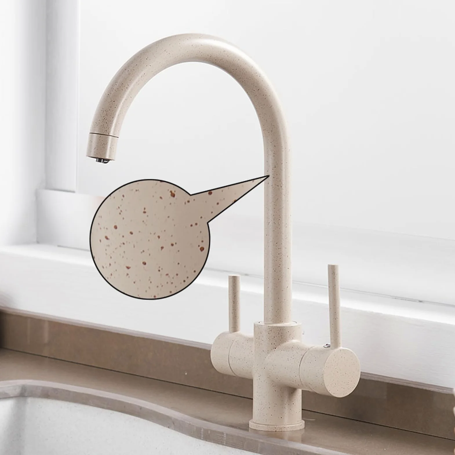 XJTNLB Rubinetto Depuratore Acqua Avena 3 Vie Rubinetto Lavello Cucina 3 Vie per Osmosi con Doppia Maniglia