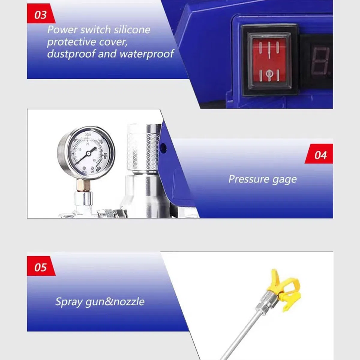 Spruzzatore airless per Pittura murale, Pressione di spruzzo Regolabile per Macchina elettrica per verniciatura, Pistola a spruzzo per Pittura murale ad Alta Pressione per spruzzatura
