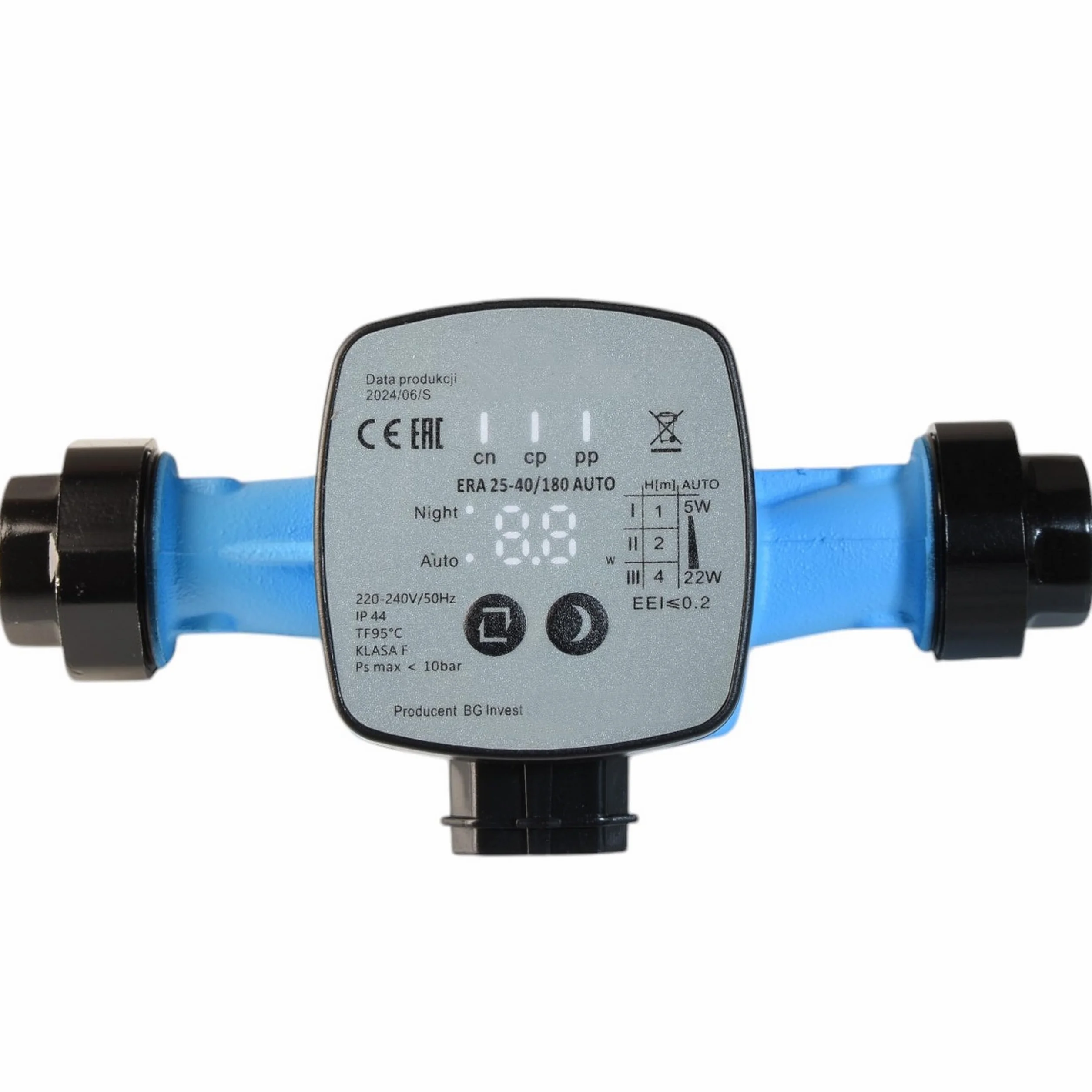 Elettronica Pompa di Circolazione ERA 25-40/180 AUTO (5-22W max. 2700 l/h Prevalenza 4 m) - Pompa per Acqua Calda - Riscaldamento Centrale – 3 Velocità - Modalità NOTTE AUTO - Basso Consumo Energetico