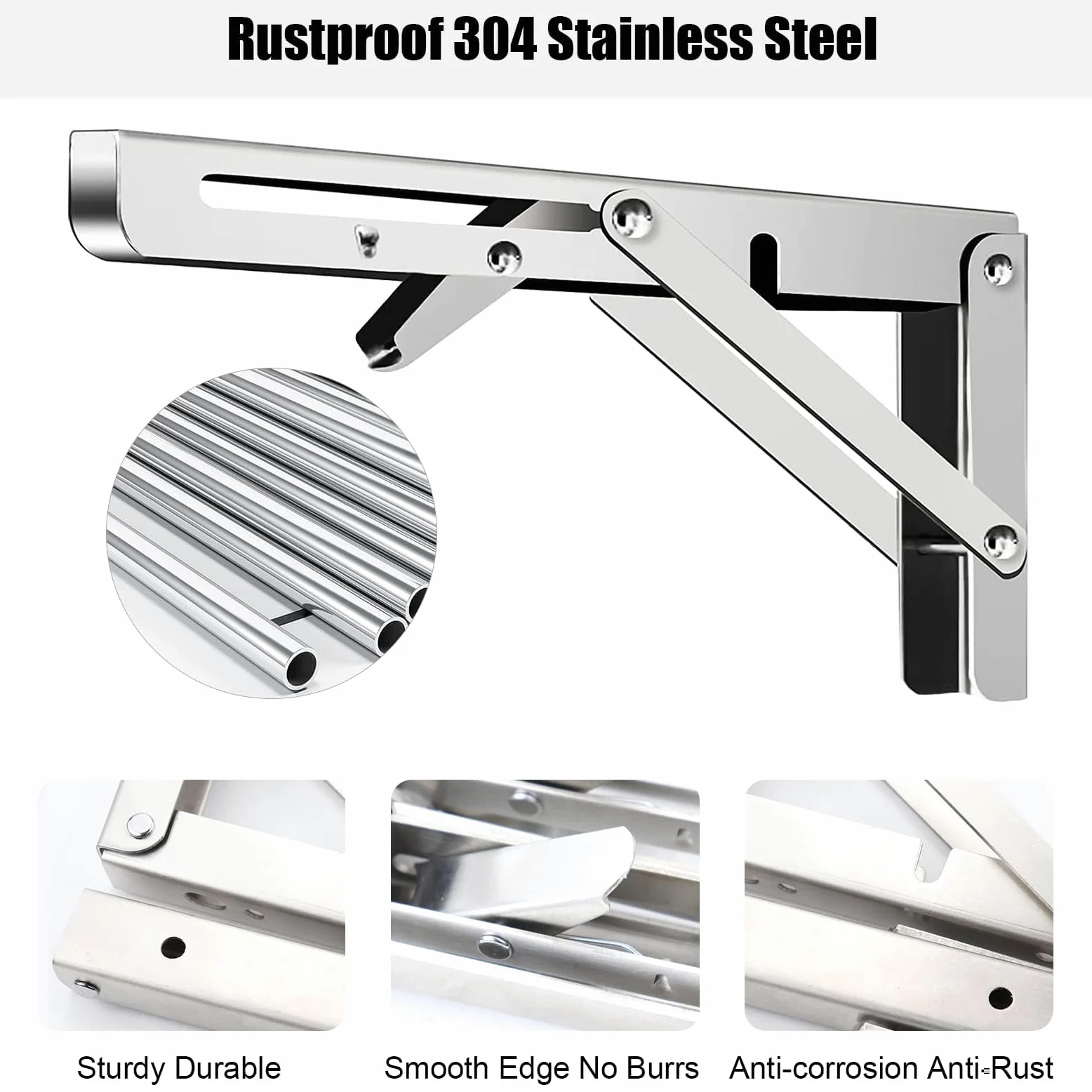 Staffe per mensole pieghevoli 4 PEZZI – Staffe da tavolo a parete resistenti, supporto per mensole pieghevole in acciaio inossidabile per banco da lavoro, scrivania, tavolo – 45 cm