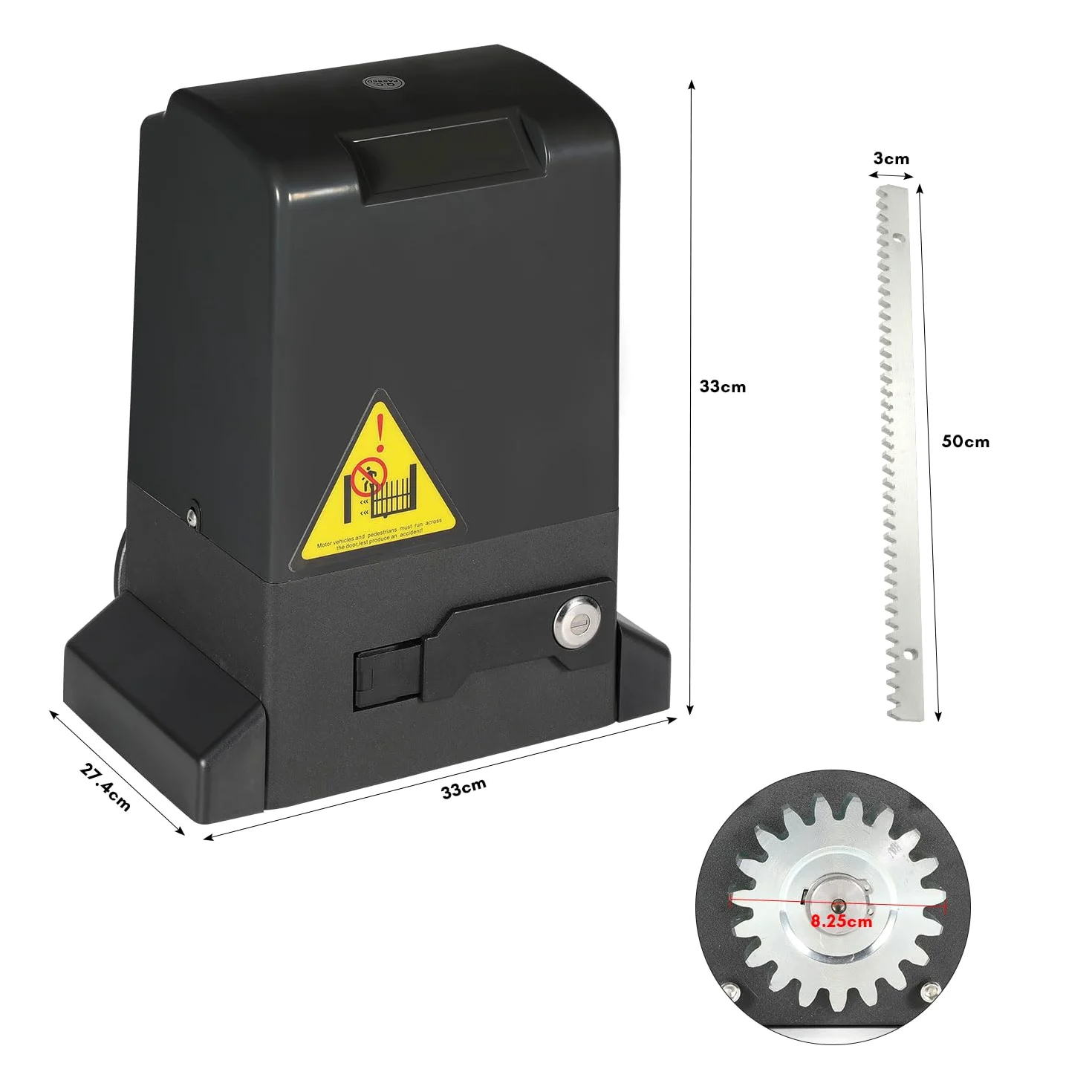 Sonnewelt Azionamento scorrevole da 370 W, set apriporta da garage con 2 telecomandi, lunghezza cancello 12 m, 8 cremagliera in acciaio, apriporta fino a 800 kg, automatico per hotel, fabbrica