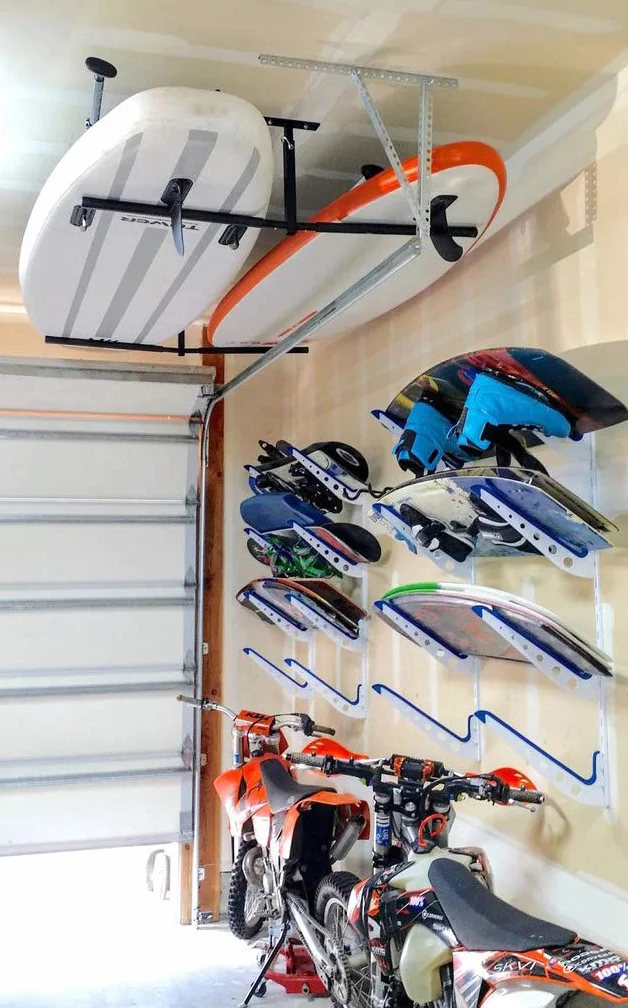 StoreYourBoard Doppio supporto da soffitto per SUP e surf, Hi Port 2, per casa e garage (XL (braccia da 76,2 cm)