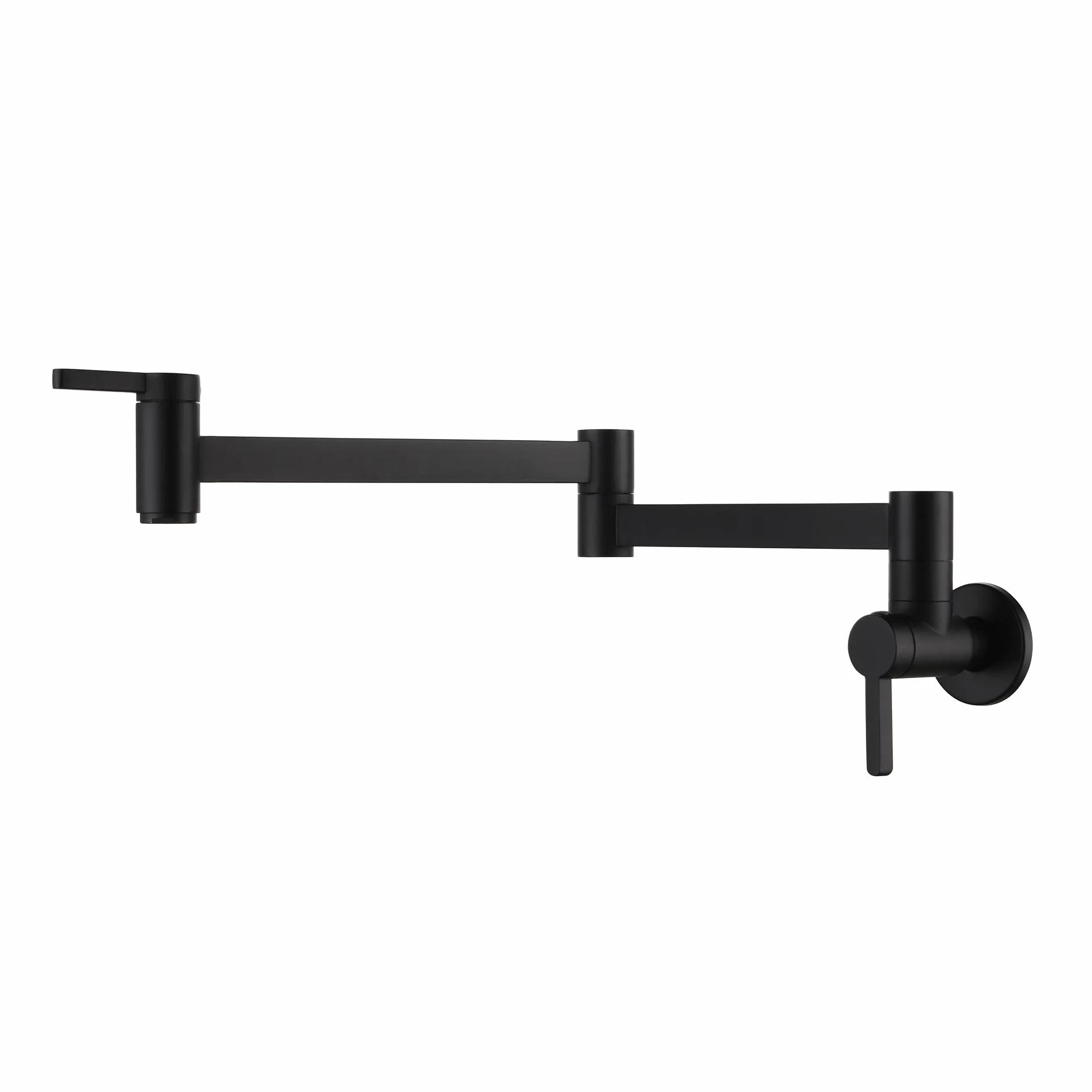 HomeLava Rubinetto a muro in ottone, Rubinetto da cucina nero a parete, Rubinetto riempitore per pentola, Pieghevole, Allungabile, Doppio snodo, 2 maniglie (nero)