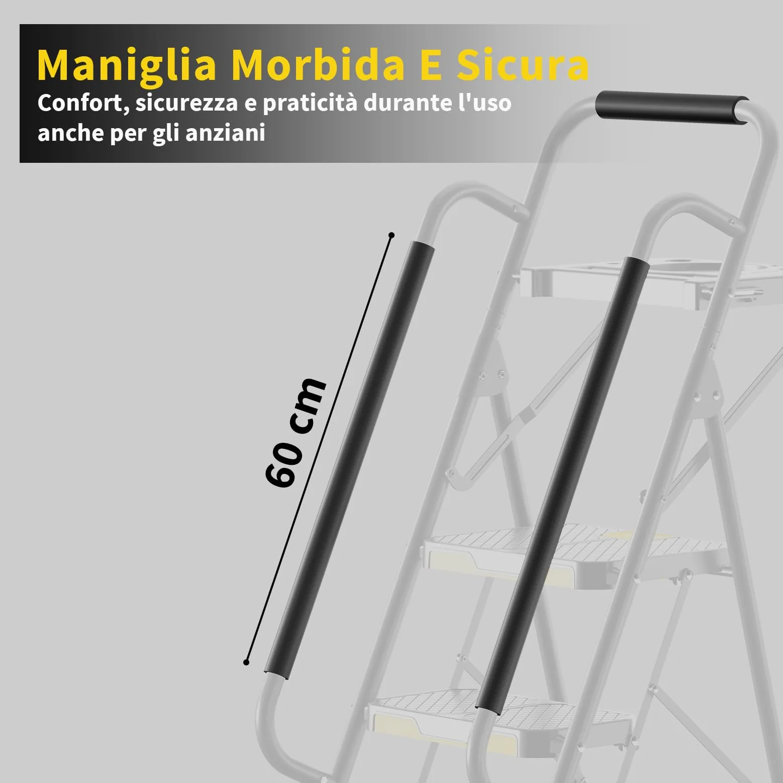 KINGRACK Scaletta 5 Gradini, Scala Pieghevole con Vaschetta Portaoggetti e Corrimano di Sicurezza, Scala Domestica in acciaio con Pedale Largo Antiscivolo, per casa, cucina, dispensa, armadi, ufficio