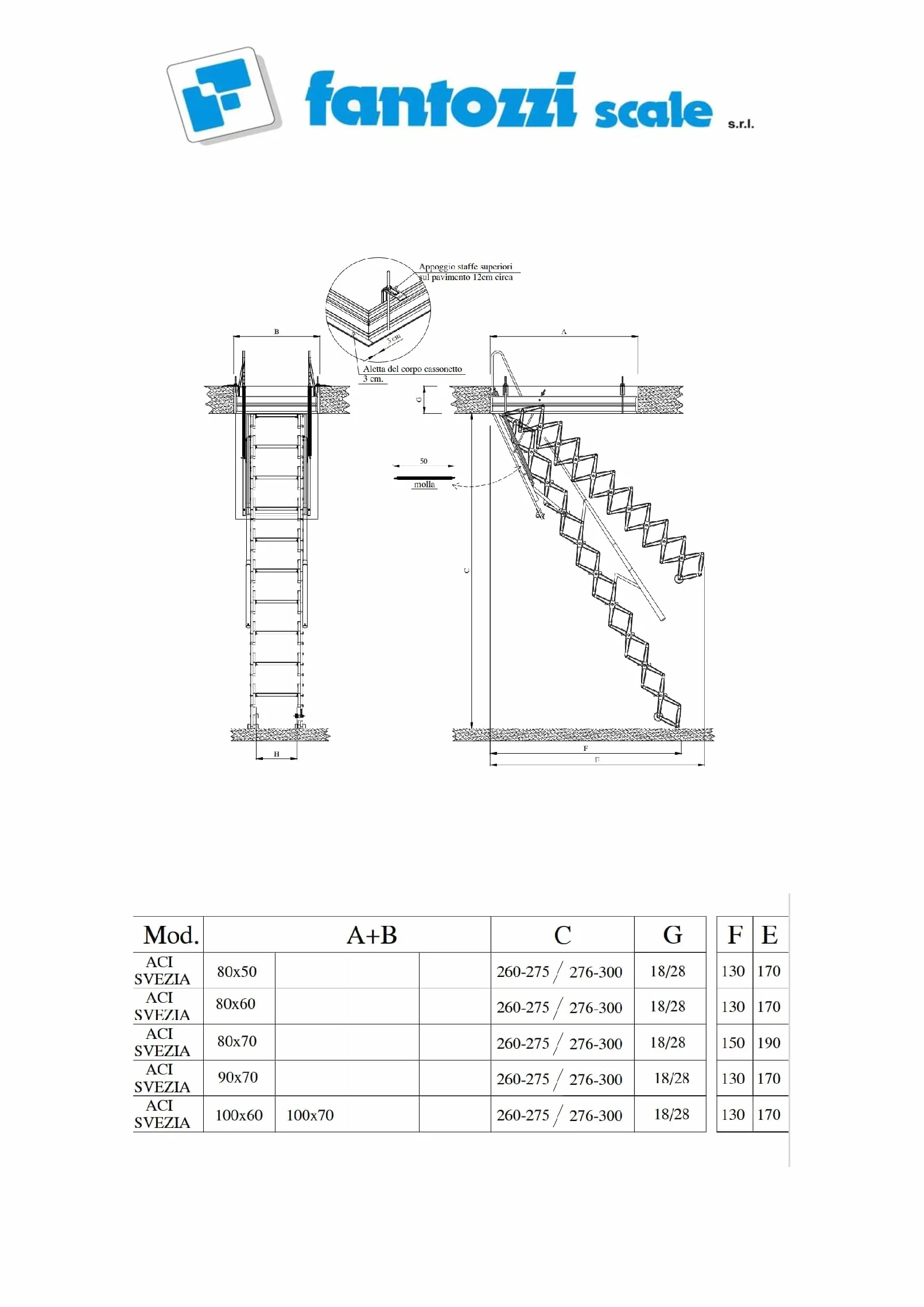 Scala Retrattile Fantozzi in acciaio (90x70x276/300)