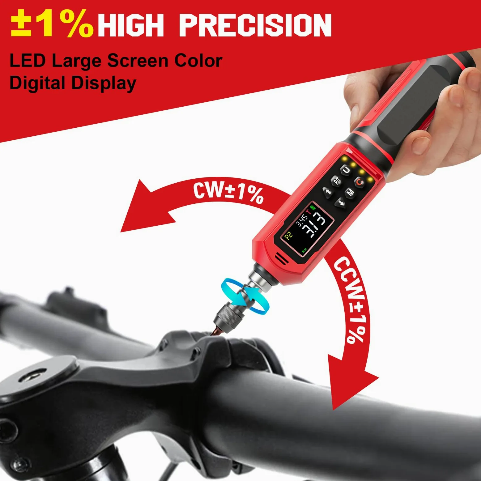 SUERCUP Cacciavite dinamometrico Digitale Set ±1% Precisione 0.15-10Nm con allarme LED, buzzer, vibrazione, 9 modalità preset e memorizzazione dati, utilizzato per bicicletta,e Moto