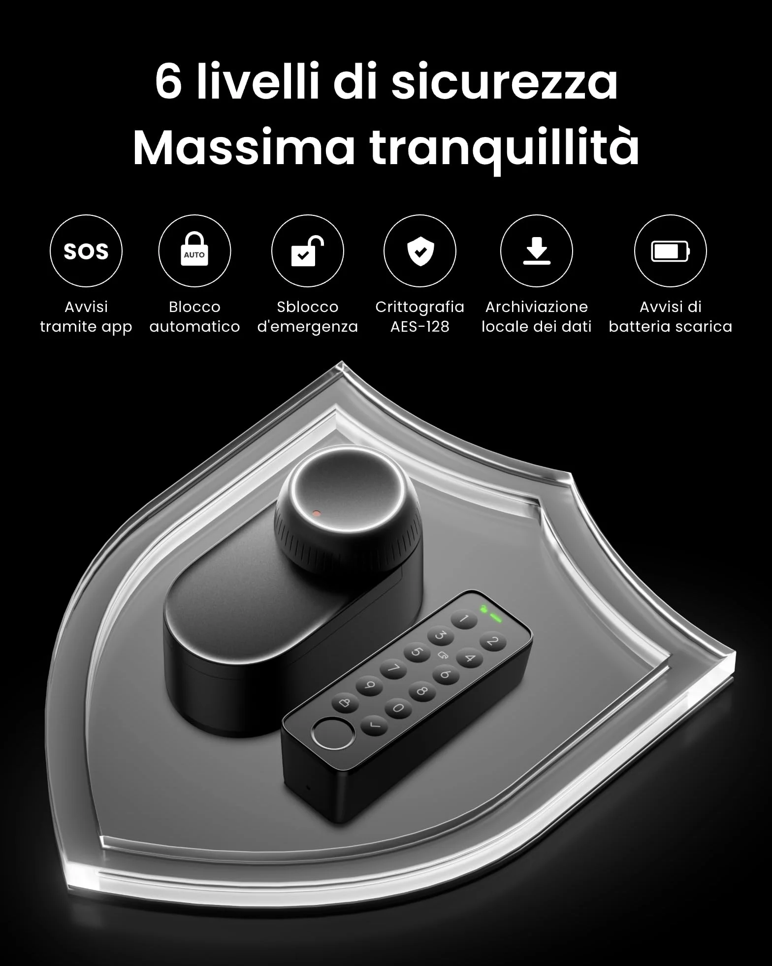 SwitchBot WiFi Smart Lock Ultra Con Tastierino Touchscreen, Serratura Smart Con Impronte Digitali, Serratura Elettronica Con Batteria Ricaricabile, Adatta A Porte Europee, Matter/Alexa/Google