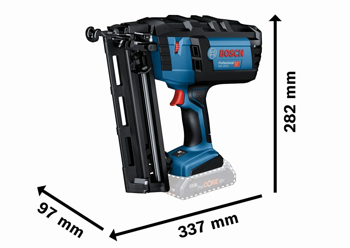 Bosch Professional 18V System Chiodatrice a Batteria Gnh 18V-64 (Ø Max. Chiodi 1,6 Mm, Lung. Chiodi 64 Mm, Batterie e Caricabatteria Non Incl., in L-Boxx 136)