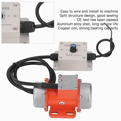 Motore Vibrante Elettrico, Eccitante 30W 4000 giri/min. Vibrazione Regolabile Senza Spazzole CC in Cemento con Regolatore di velocità