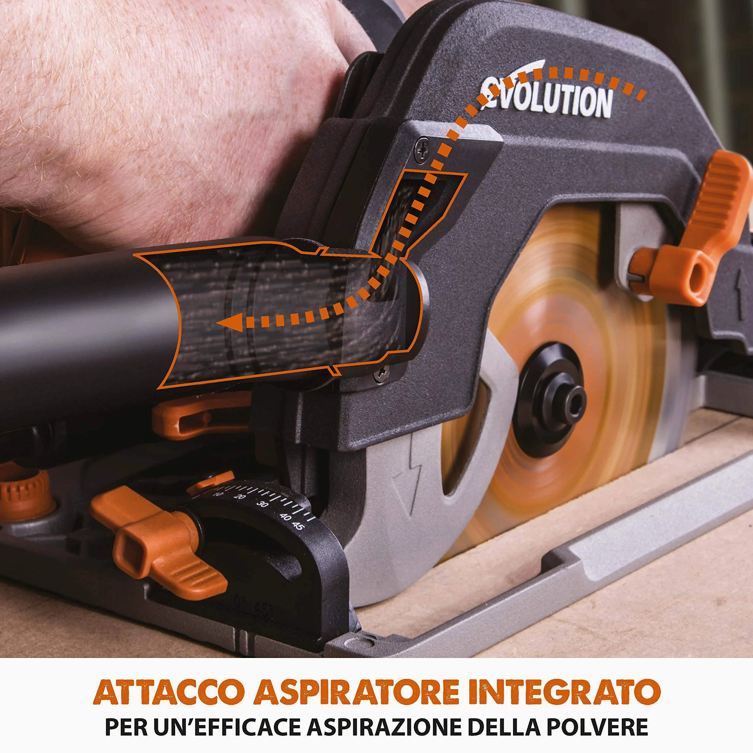 Evolution Power Tools - R185CCSX Sega Circolare Multi-Materiale 185 mm Compatibile con Binario Guida (Pacchetto Abbinato con Binario da 1020 mm Incluso), 230 V