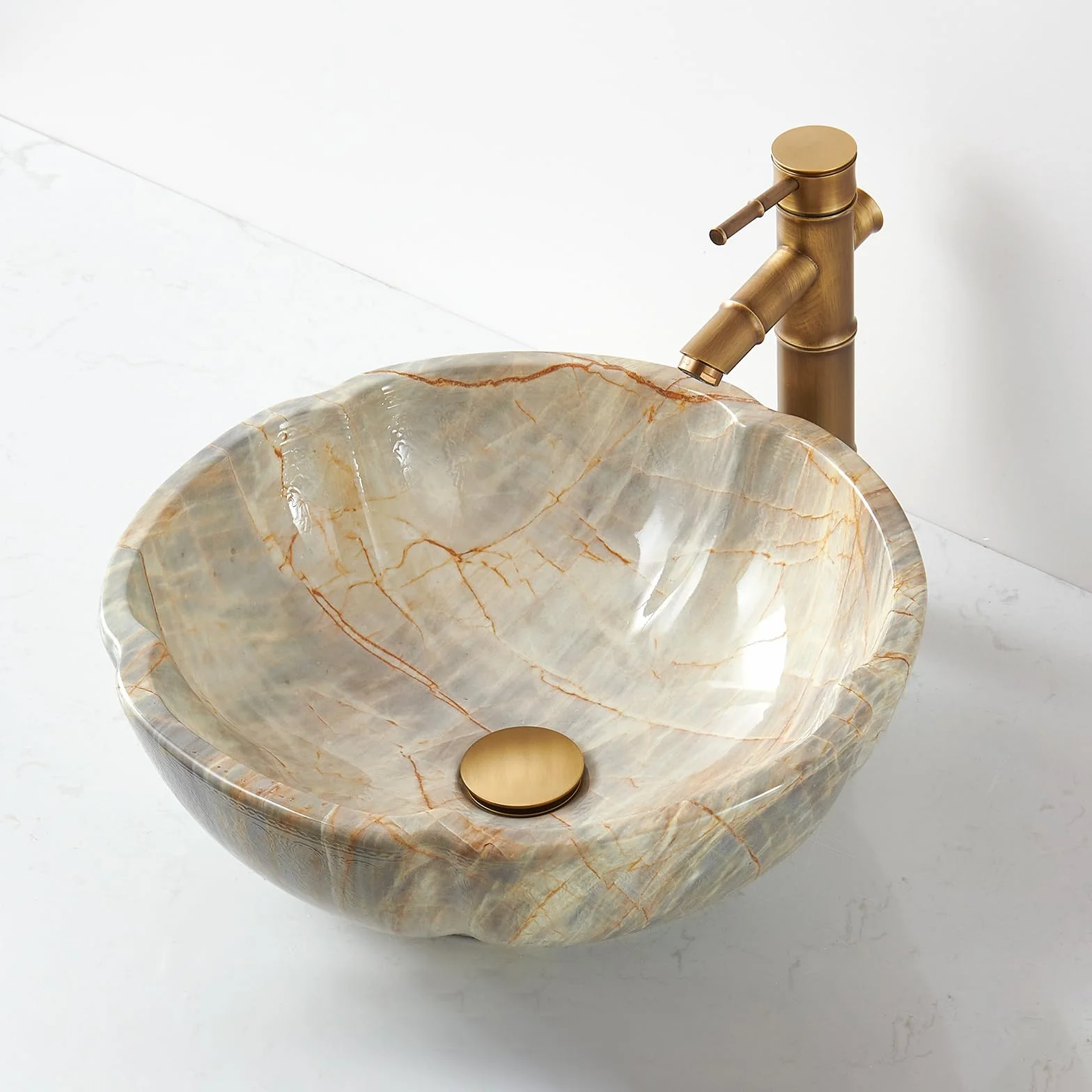 Lavabo da bagno in ceramica FCH7020 a forma di petale, 420 x 150 mm, fatto a mano, colore giada