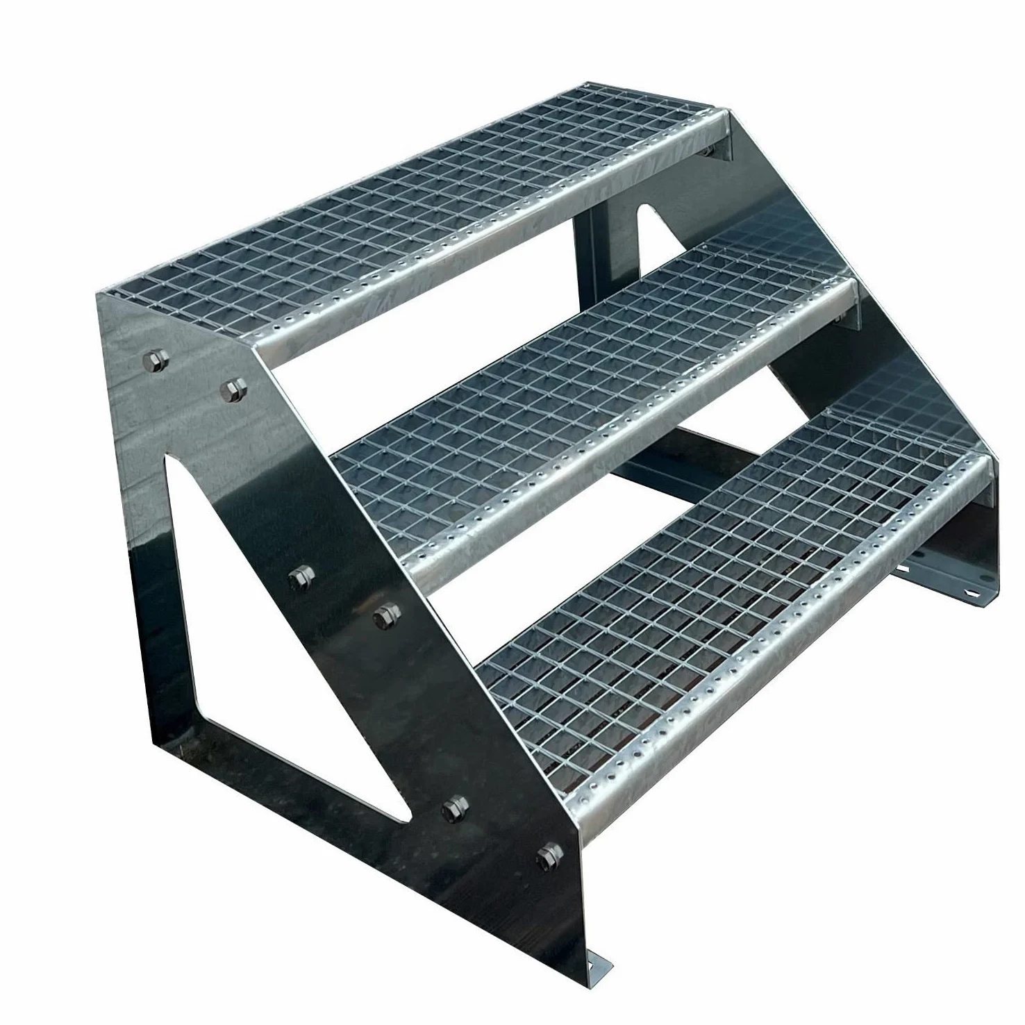 Scale con griglia in acciaio Premium 3 Gradini Scala autoportante Completamente zincata - Dimensioni (L x L x H) 63cm x 80cm x 57cm Resistente alle intemperie e alla corrosione