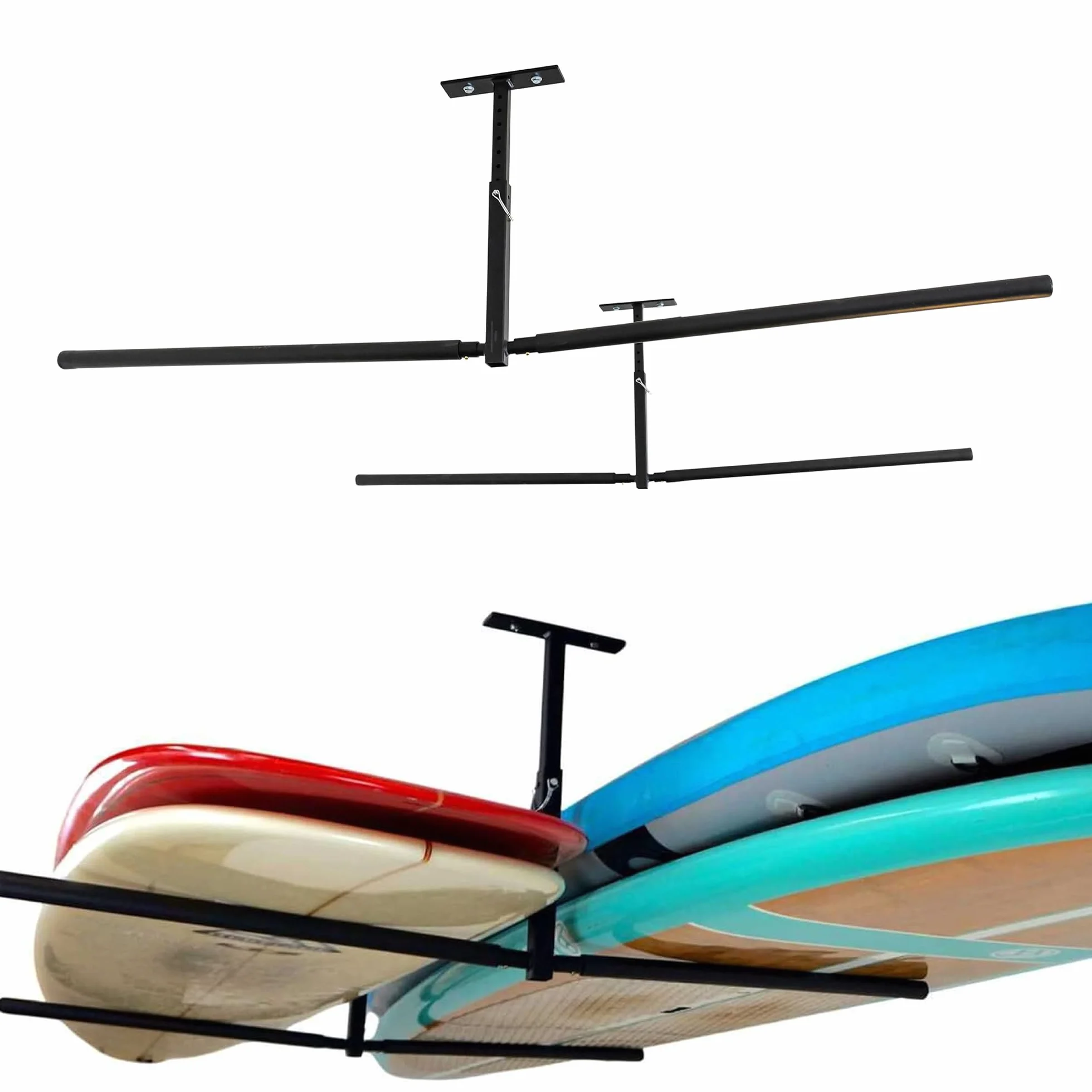 StoreYourBoard Doppio supporto da soffitto per SUP e surf, Hi Port 2, per casa e garage (XL (braccia da 76,2 cm)