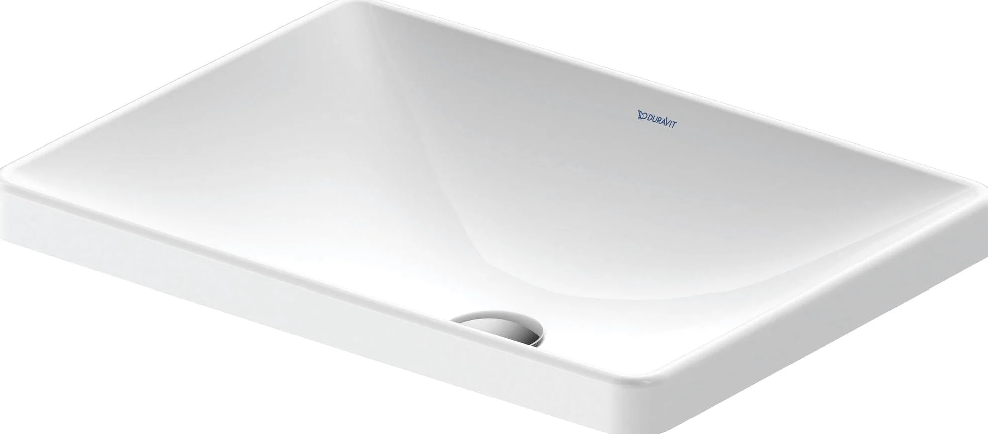 Duravit D-Neo lavabo encastré, 600x440mm, sans trou pour robinet, sans trop-plein, blanc brillant, poli, 0358600079, 0358600079
