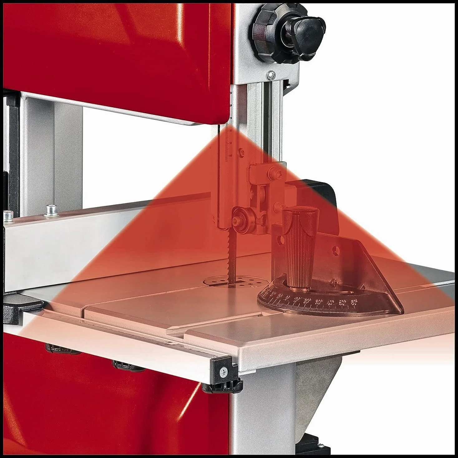 Einhell Sega a nastro TC-SB 245 L (400 W, 726 m/min, larghezza di passaggio 245 mm, altezza di taglio max. 101 mm, piano di taglio regolabile, guida parallela e angolare, collegamento di aspirazione)