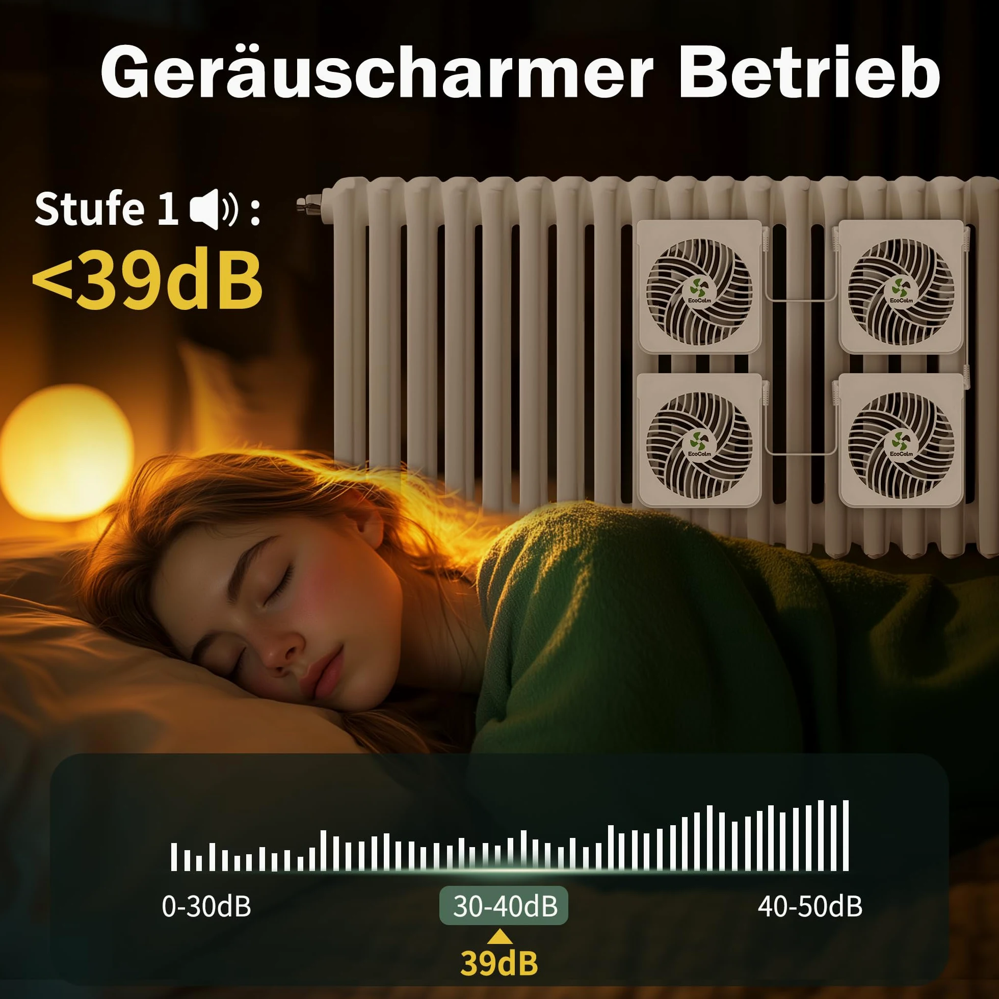 Ventilatore per radiatore con 5 magneti per radiatori in ghisa, 4 ventilatori magnetici con termostato intelligente, ventilatore per radiatori aumenta l'efficienza di riscaldamento e risparmia