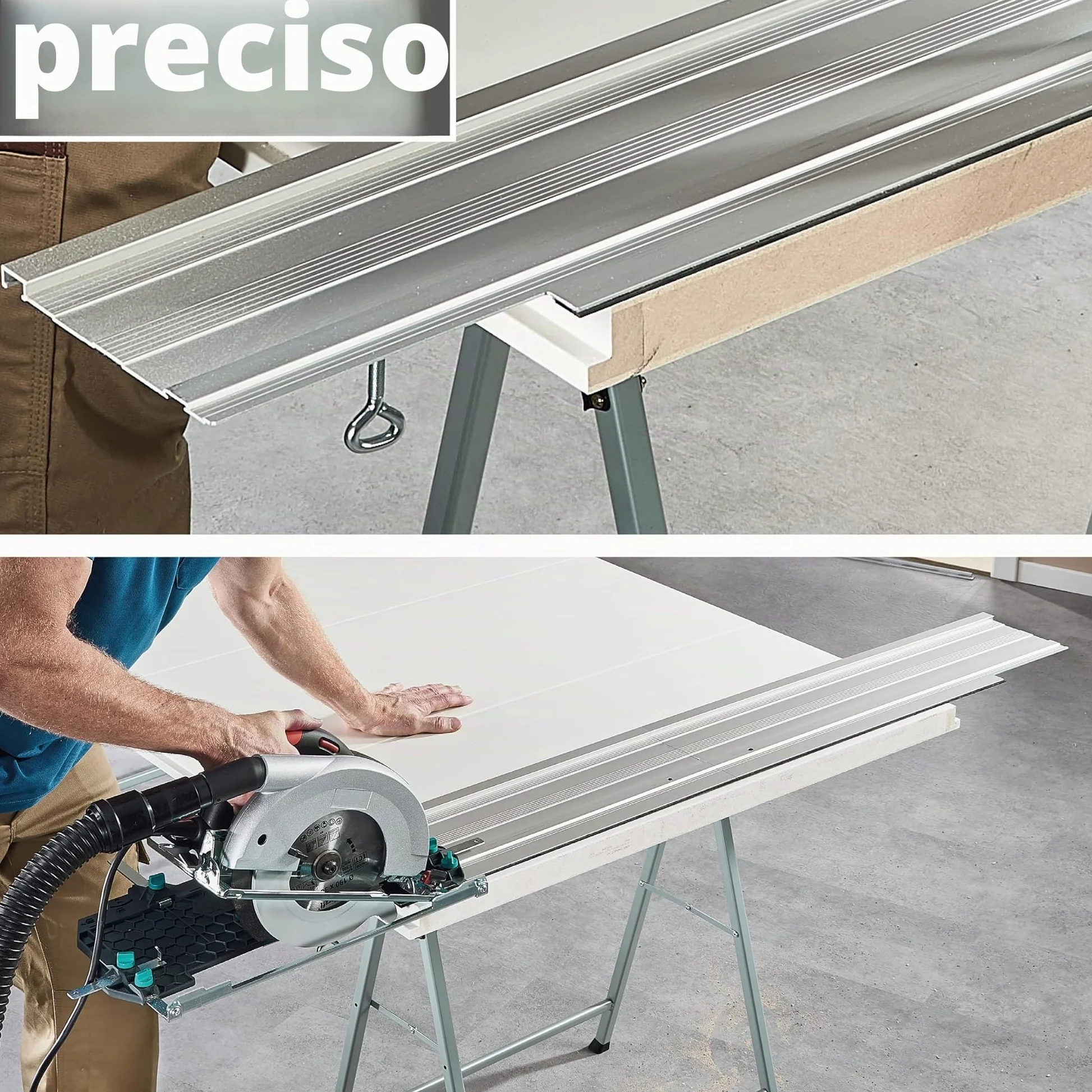 wolfcraft FKS 145 - Guida per Seghe Circolari Manuali - Tagli fino a 110 cm - Per Seghe Circolari a Cavo e a Batteria - 6913000
