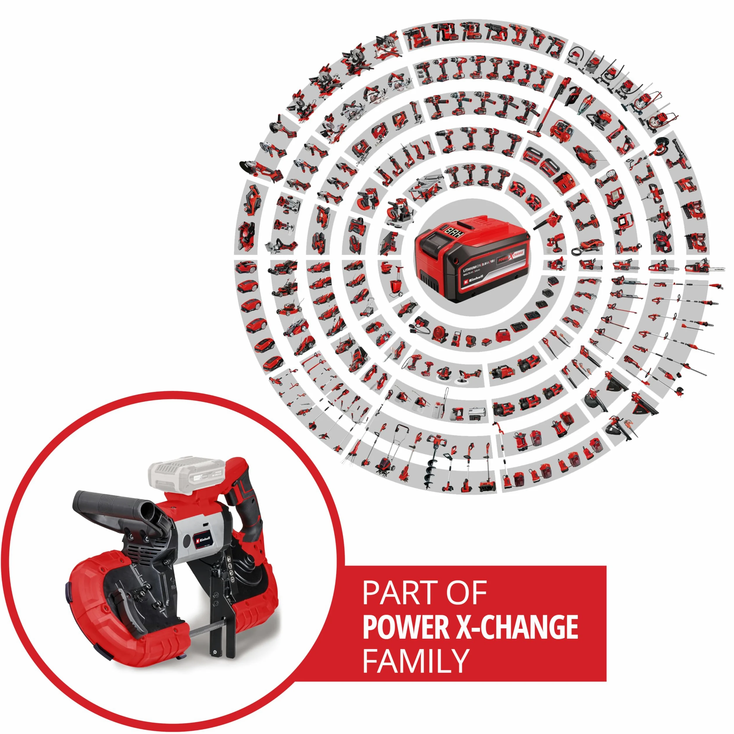 Einhell sega a nastro a batteria TE-MB 18/127 Li-Solo Power X-Change (18 V, altezza di taglio 115 mm, larghezza di taglio 127 mm, luce LED, incl. 2 lame sega a nastro per metallo, senza batteria)
