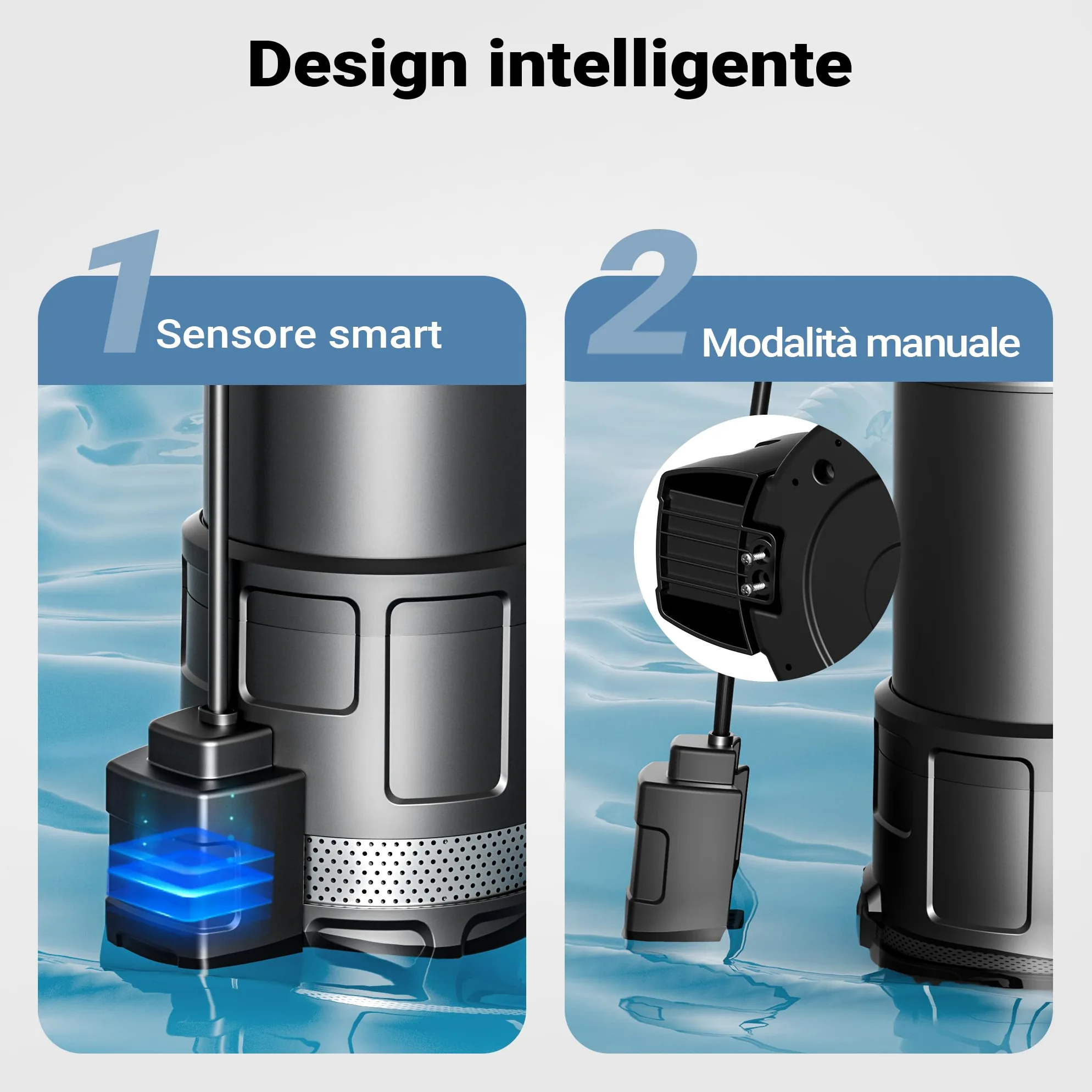 Wiltec Pompa sommersa, 1200W 6000 l/h, profondità max 7 m, Elettropompa a immersione per pozzi e cisterne