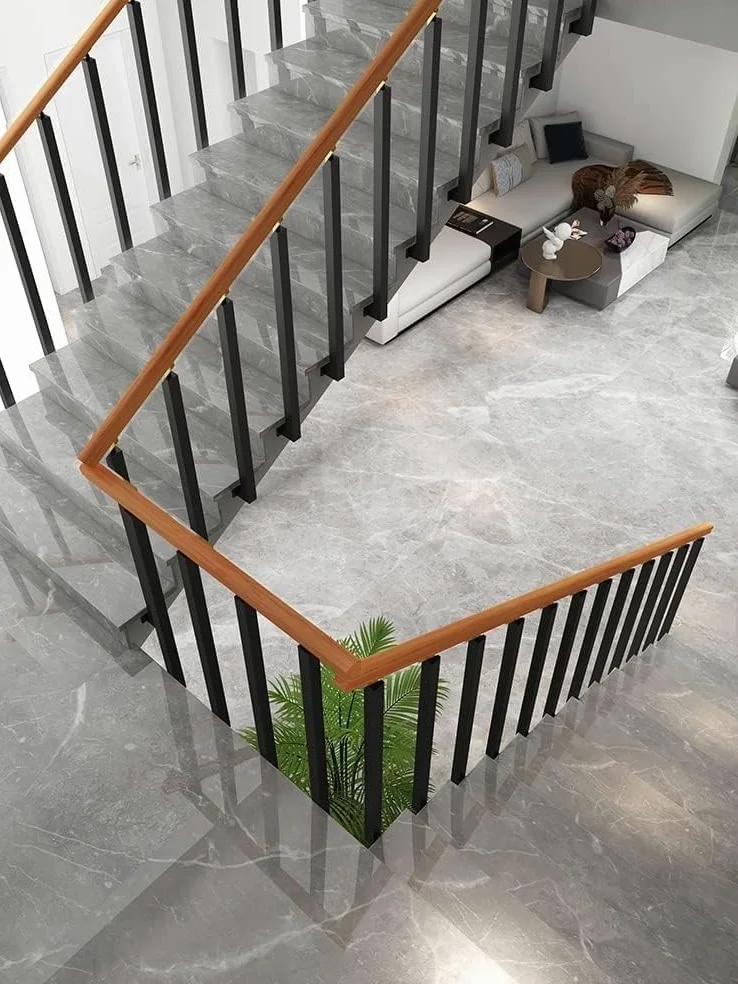 AviiSo Ringhiera per scale Ringhiere per scale a montaggio laterale, Ringhiera quadrata con mandrini in metallo con Kit Completo e Viteria, Colonna della ringhiera per terrazza, gradini, giardino, sca