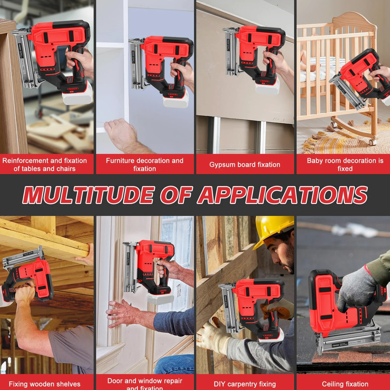 Set di chiodatrici a batteria da 18 GA, compatibile con Milwaukee 18 V, 2 in 1, pistola per unghie senza spazzole, con 500 chiodi e 500 staffe, per fai da te, lavorazione del legno