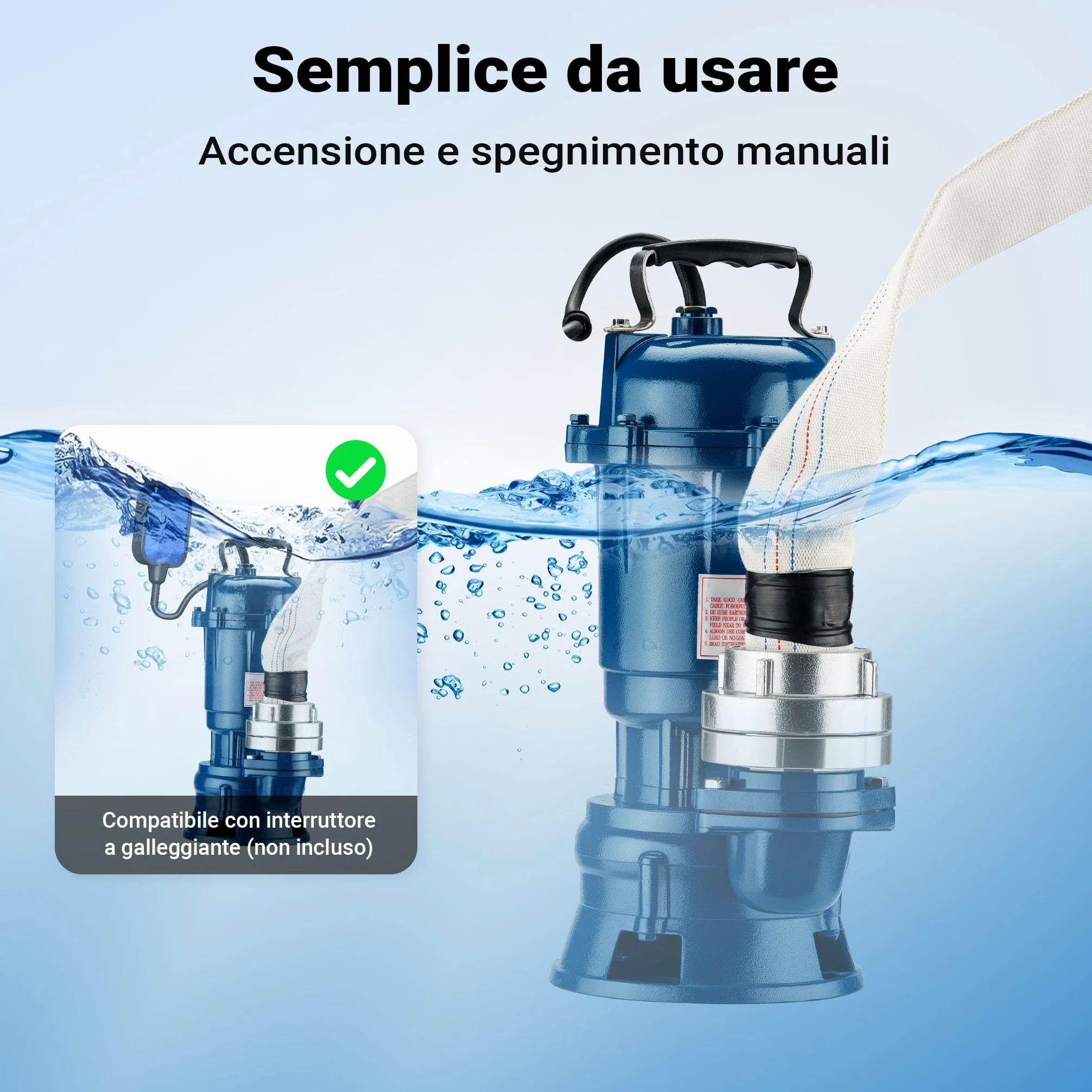 Wiltec Pompa sommersa acque nere 550 w Portata 10000 l/h, tubo da 20 m Pompa a immersione