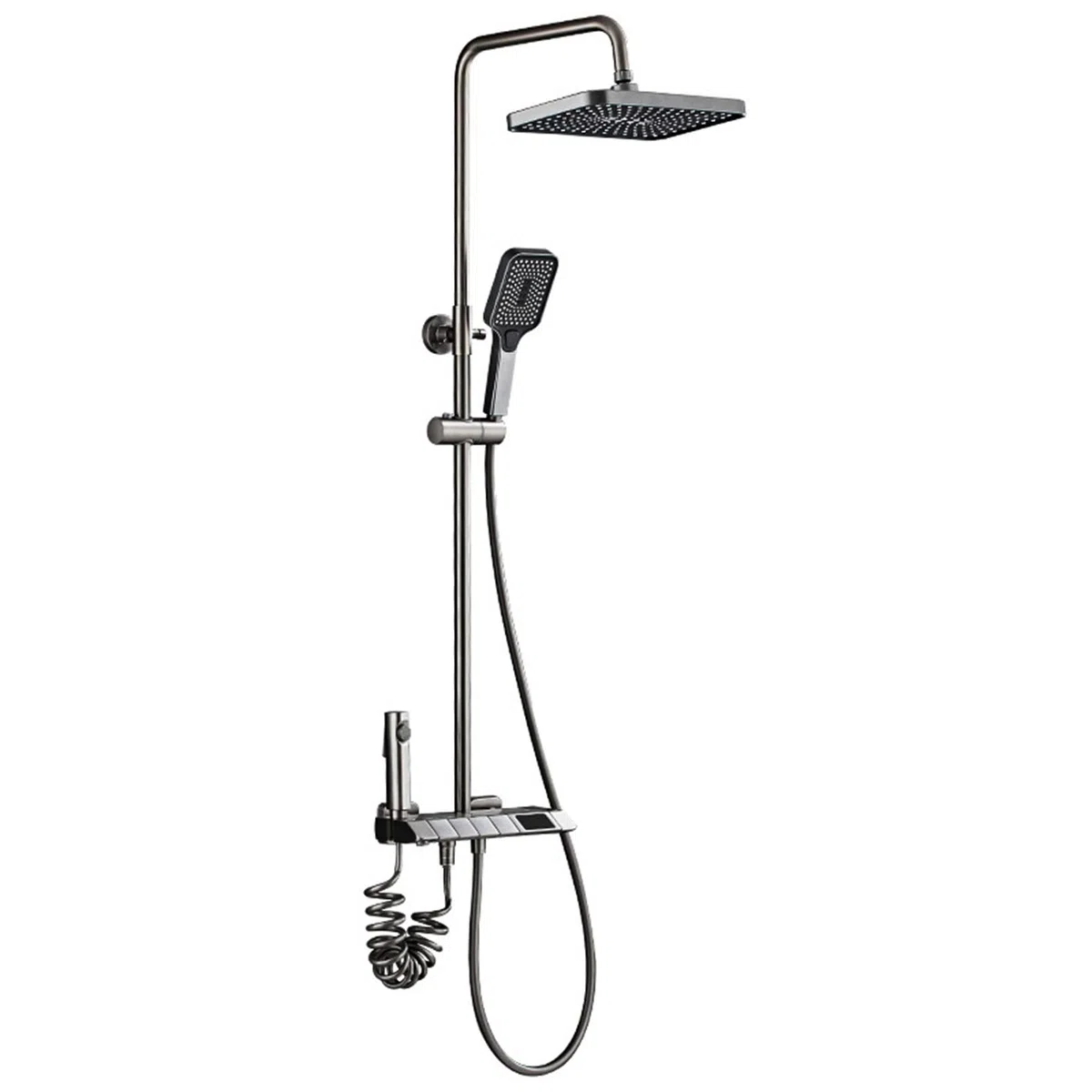 Soffione Doccia a Pioggia ad Alta Pressione da 12 Pollici e soffione Doccia Portatile con Funzione di Display Digitale e Braccio di Estensione, soffione Doccia Anti-Perdita