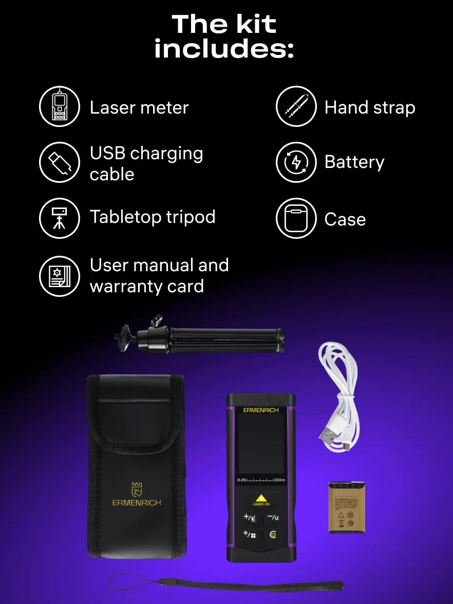 PRO LR100 Professional Distanziometro Laser Digitale con Fotocamera Strumento di Misurazione Portatile Area Volume Angolo Modalità Pitagora Cambio Unità per Uso Interno ed Esterno