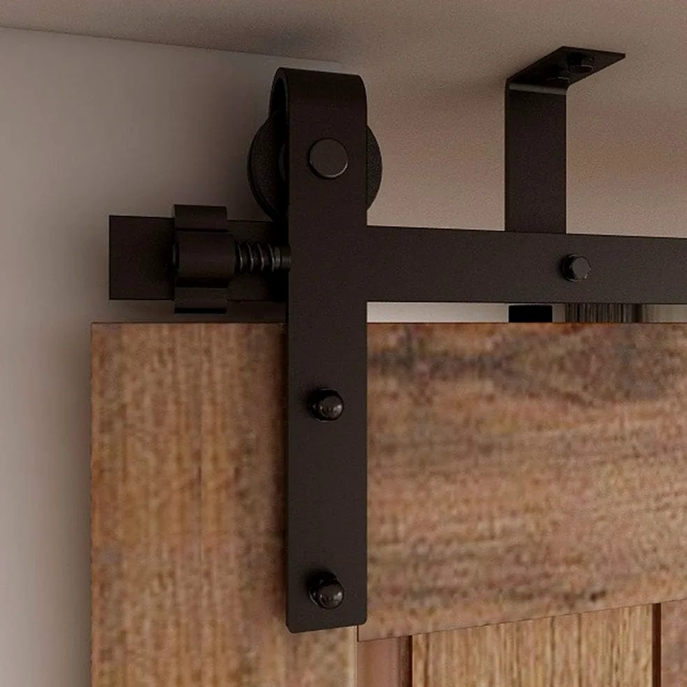 CCJH 183cm/6FT Kit di Binario per Porta Scorrevole a Soffitto, Kit di Pista per Porta in Legno Singola (Forma J)