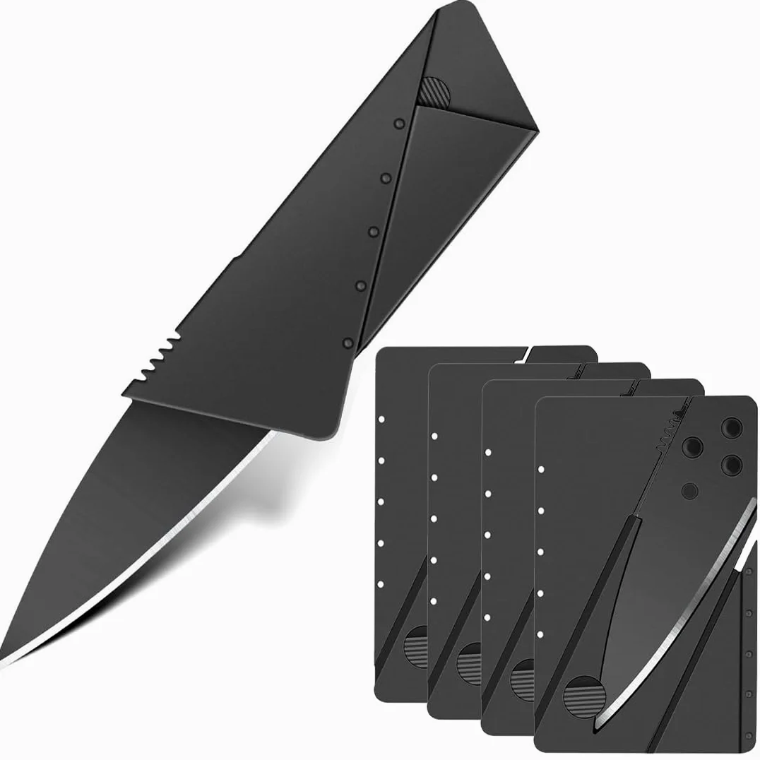 4 Pezzi Coltello Per Carte Di Credito, Coltello Pieghevole Per Carte Di Credito, Coltello Tascabile Per Esterni, Mini Coltello Tascabile per Campeggio, Escursionismo, Caccia