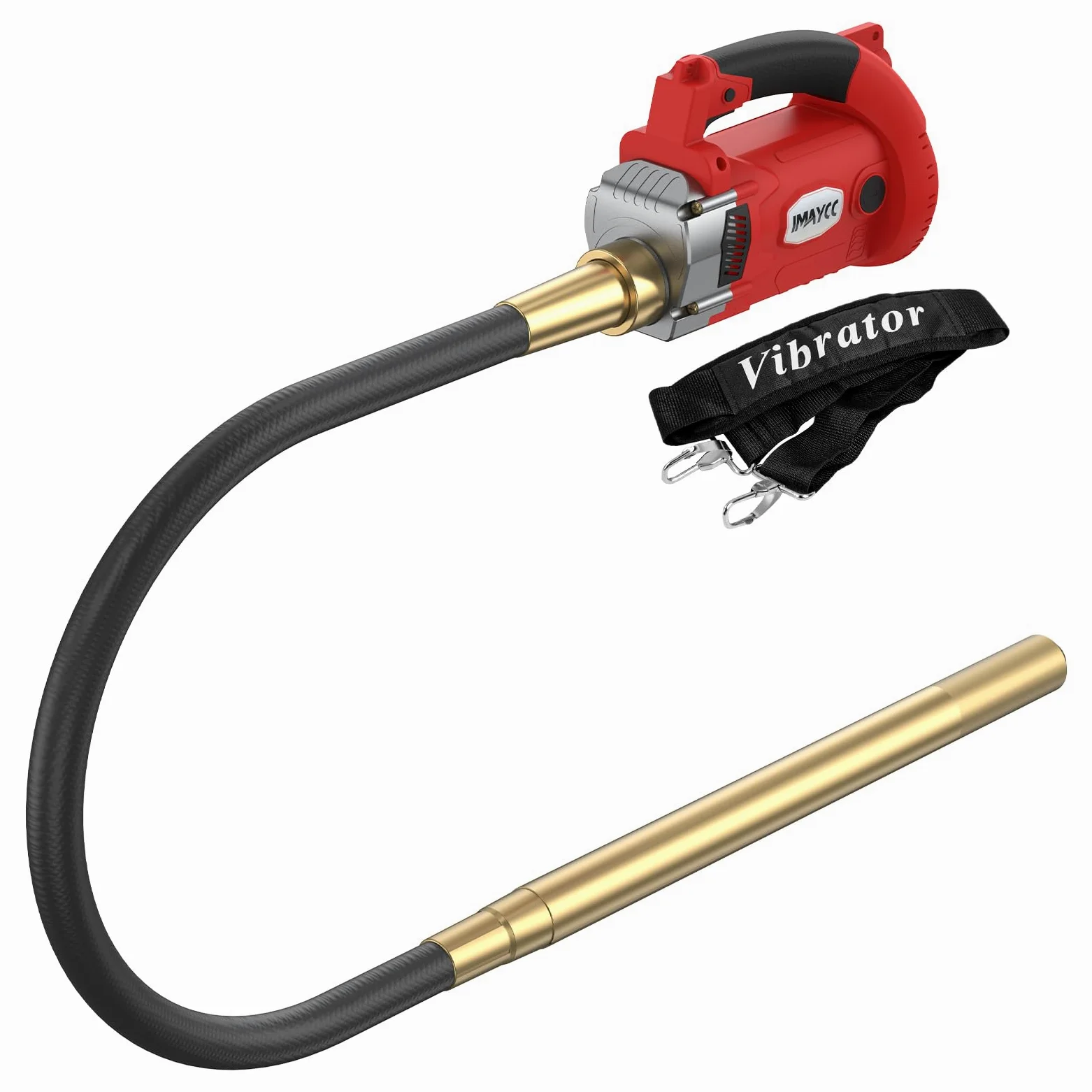 IMAYCC 1600W Vibratore per Calcestruzzo con cinghia regolabile, Vibratore da Costruzione Elettrico 5000 giri/min, Lunghezza asta Vibrante 2m, Diametro albero Vibrante 38mm, per Strade Tunnel Ponti
