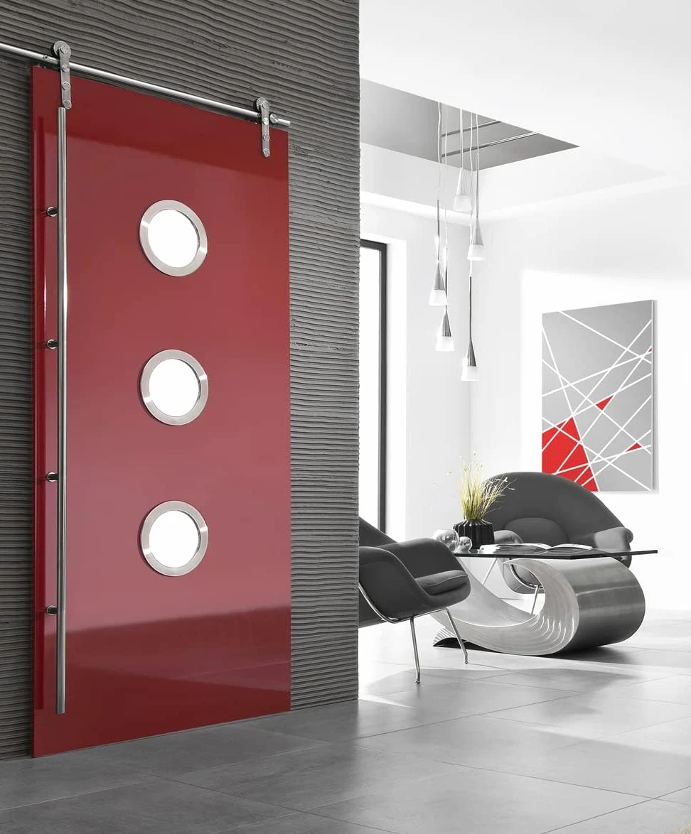MLS Oblò B4000, Oblò per Porte, in Acciaio Inox, Vetro di Sicurezza, Adatto ha Porte di Spessore 40 mm, Viti di Fissaggio Visibili su Entrambi i Lati, Diametro 400 mm, Vetro Trasparente