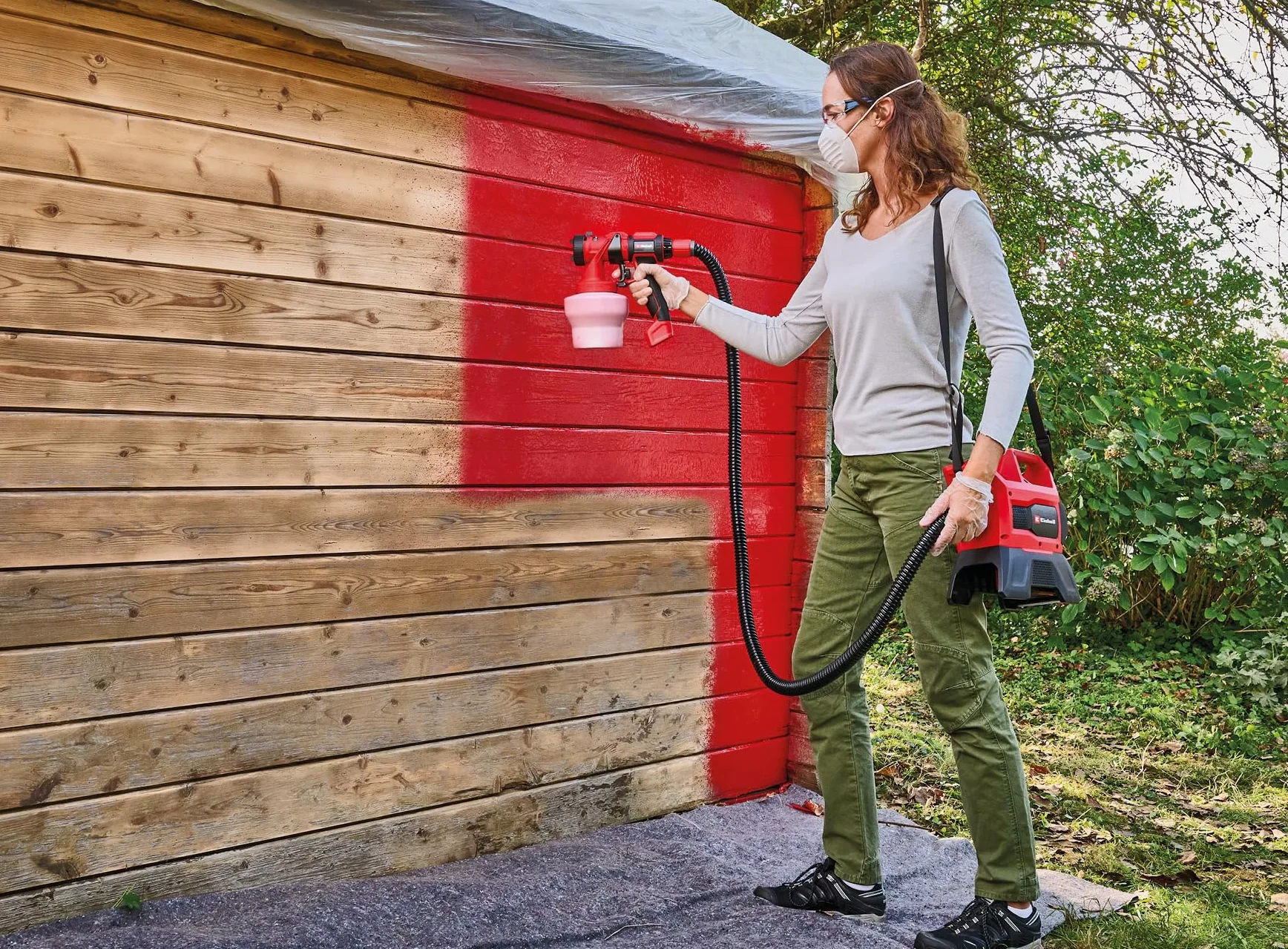 Einhell Sistema di verniciatura a spruzzo TE-SY 18/90 Li-Solo Power X-Change (18 V, portata 1000 ml/min, contenitore 1200 ml, quantità regolabile di aria/vernice, incl. accessori, batteria esclusa)