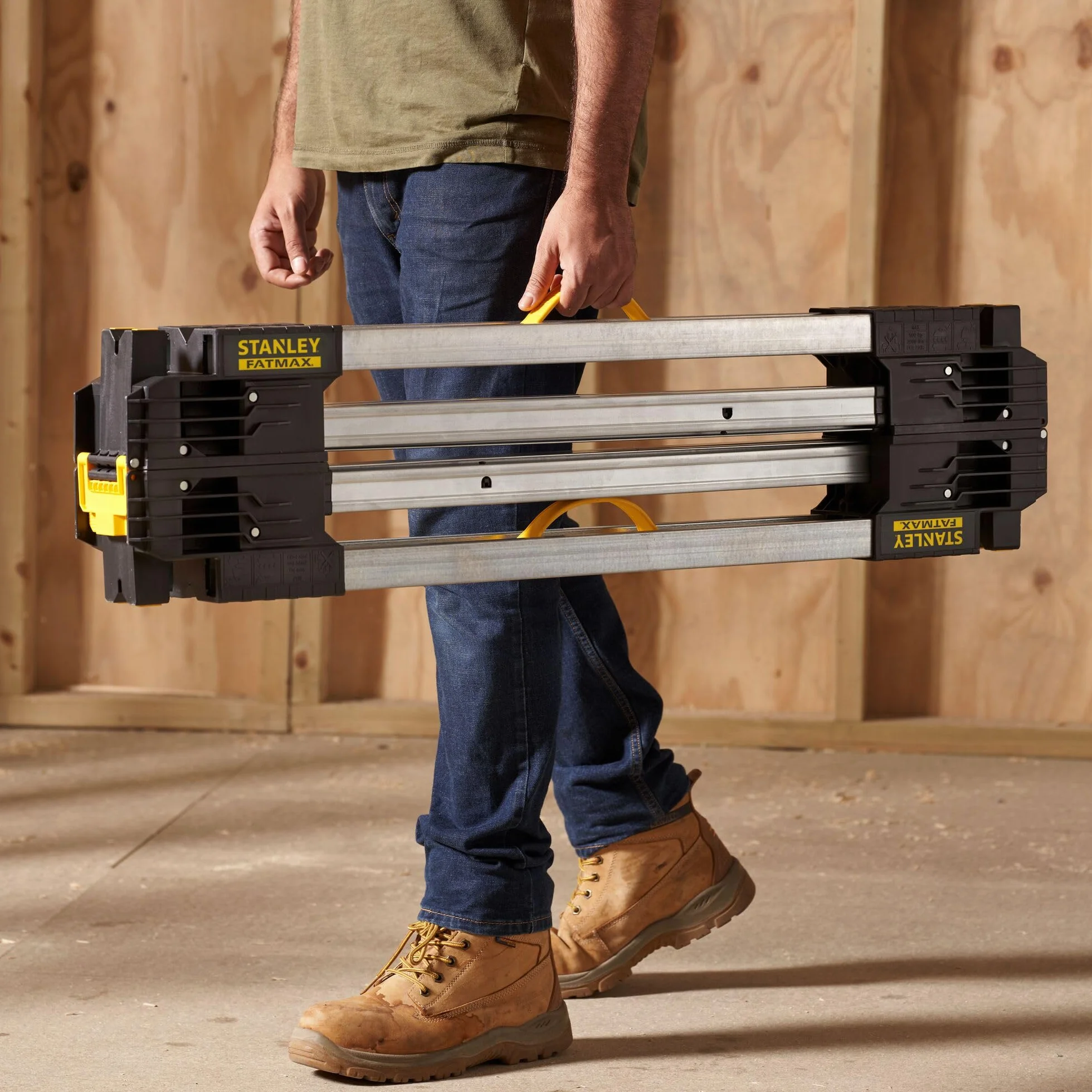 STANLEY FATMAX 900kg Cavalletto pieghevole in metallo (coppia) - Soluzione portatile e durevole per banco da lavoro con gambe in metallo, FMST1-75673