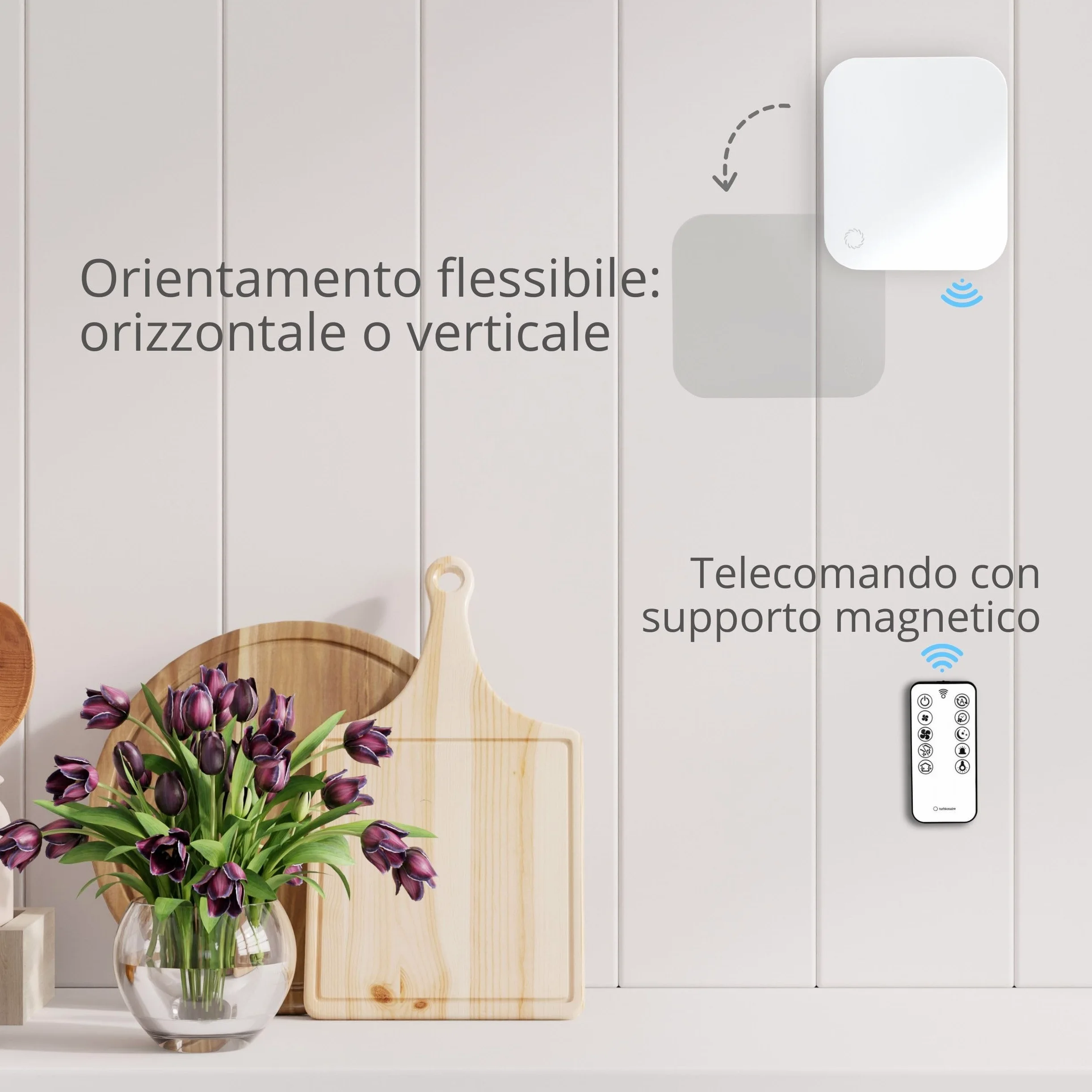 Turbionaire Trend HRV 100 Unita di VMC Decentralizzata a Flusso Alternato, con Recupero di Calore, Sensore di Umidità, Telecomando, Timer, Sleep, 8 Velocità, Silenziosa,100 mm, Garanzia di 3 anni