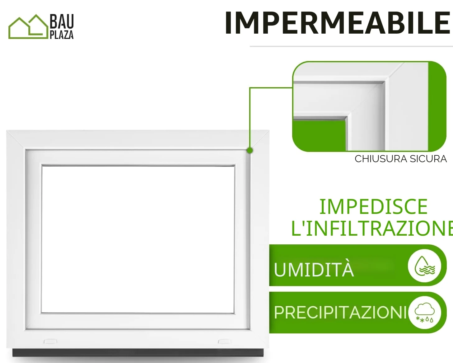 Finestra Serramenti in pvc Bianco - Vetro camera Larghezza x Altezza 50 x 40 cm apertura Sinistra 500 x 400 mm Funzione Girevole - Ottima scelta