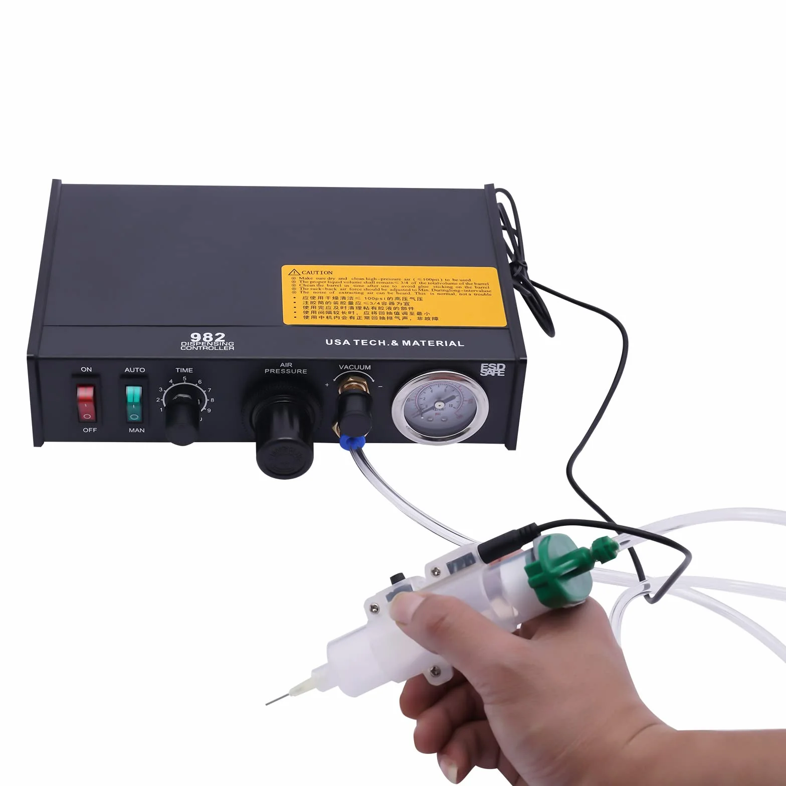 Distributore di colla semiautomatica, controllo di dosaggio pneumatico, dispenser di colla, display digitale, macchina di controllo della pasta, regolatore del liquido di saldatura 982,220 V AC, 50 Hz