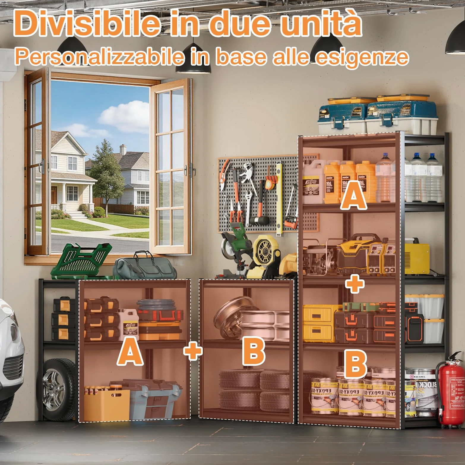 Himimi Scaffale per Carichi Pesanti in Metallo 90x40x182 cm, Portata 1000kg, Scaffalatura a 5 Ripiani a Griglia Regolabili, Scaffale ad Incastro per Garage Cantina Magazzino Officina Cucina, Nero