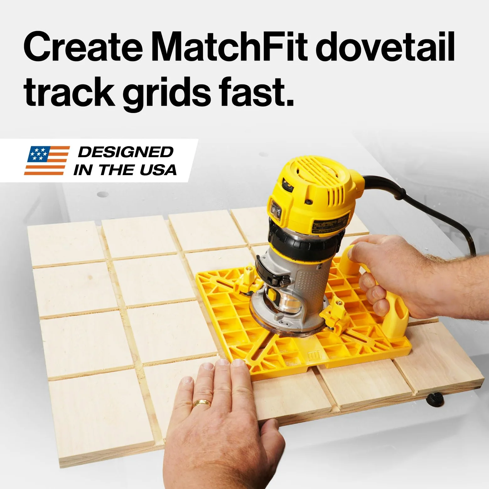 MICROJIG MatchFit Grid Routing Guide – Strumento di precisione per binari di bloccaggio a coda di rondine, installazione facile, design autosindicizzante, compatibile con router | Kit completo per