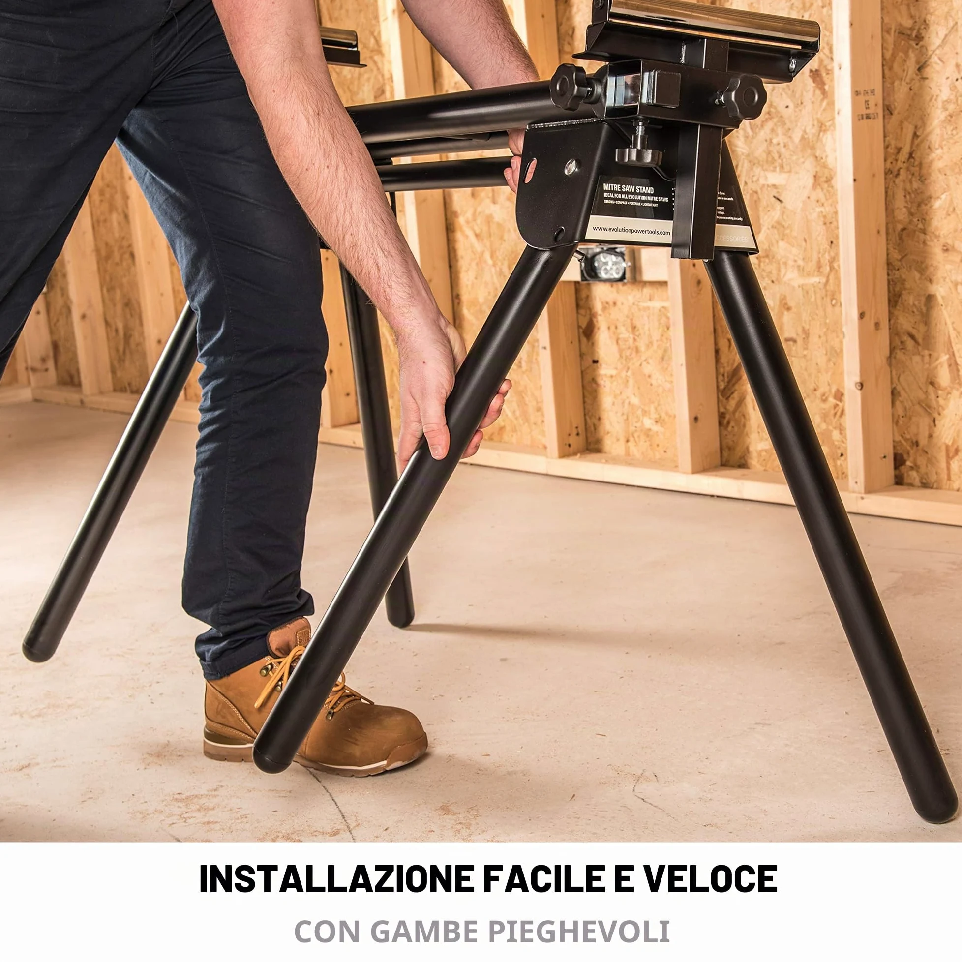 Evolution Power Tools - Supporto troncatrice con estensioni, Nero