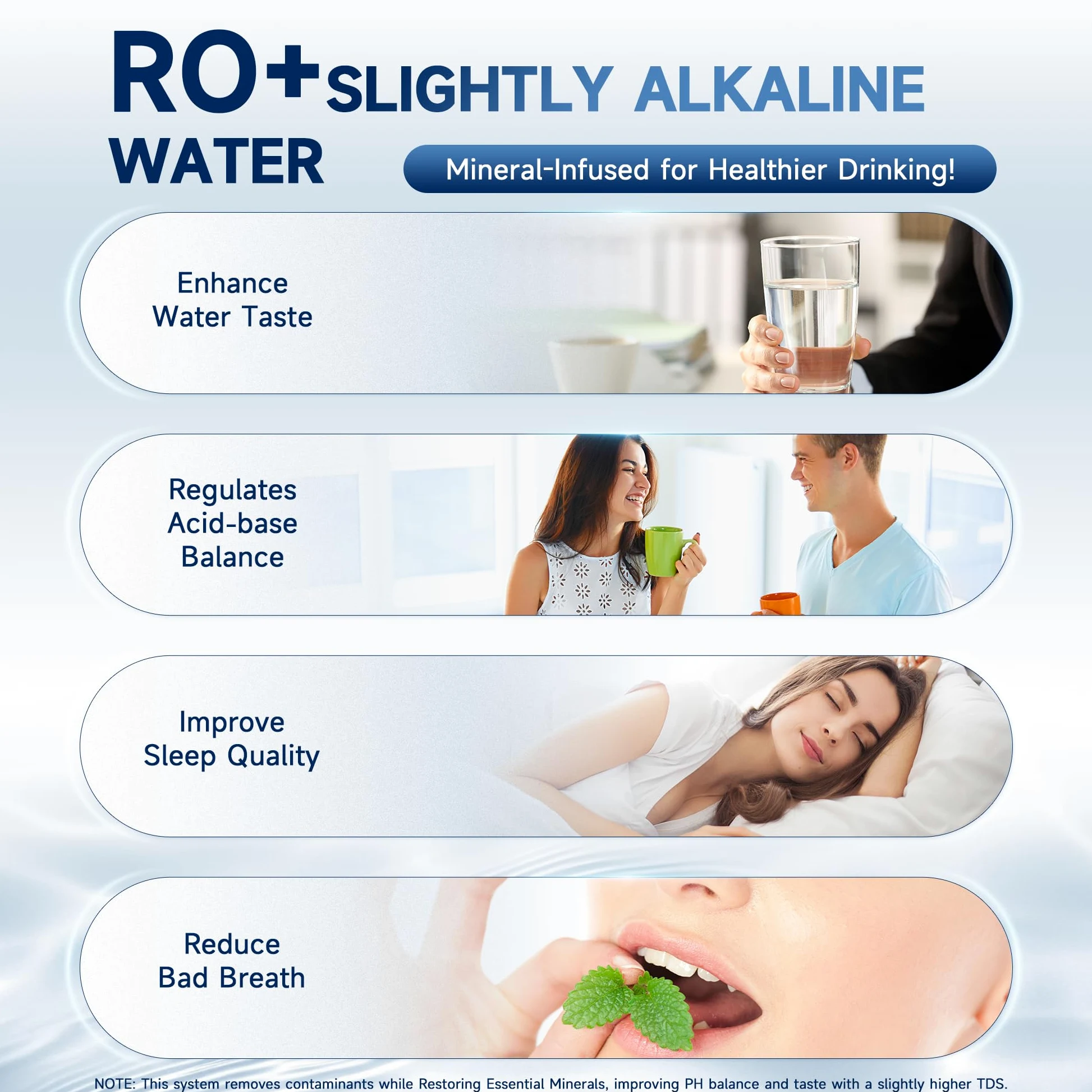 AQUALTRA USF-4RF-100 Depuratore Acqua Osmosi Inversa Sottolavello Alcalino pH+, Sistema di Filtrazione 0,0001μm, 100 GPD, Rapporto Acqua Pura/Scarto 3:1, con Rubinetto e Serbatoio Integrato