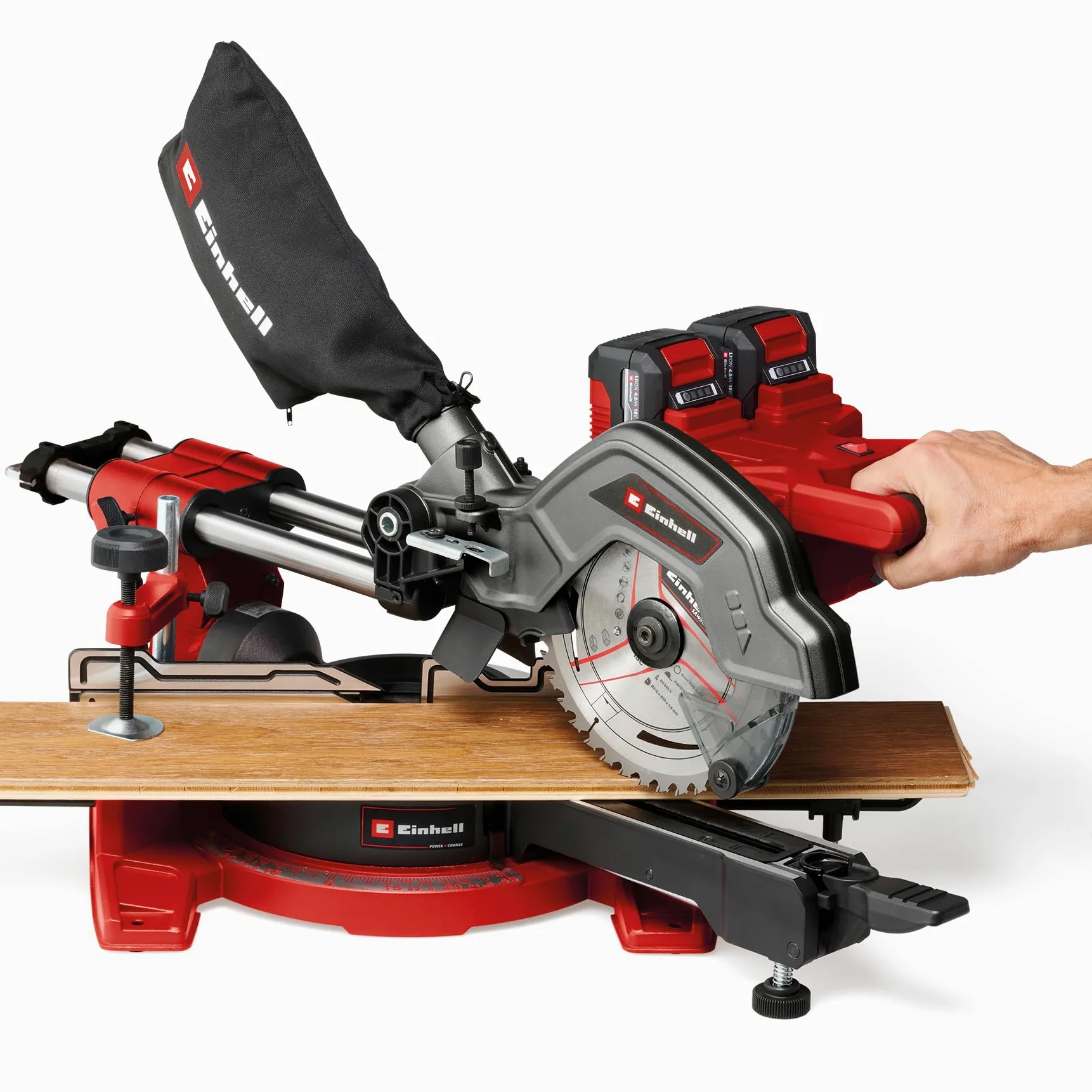 Einhell Batteria Radiale Sega troncatrice/troncatrice TE-SM 36/8 L Li Solo Power X-Change (36 V, profondità di taglio massima/larghezza: 65 mm x 305 mm, Ø216 mm, testa per sega inclinabile, senza