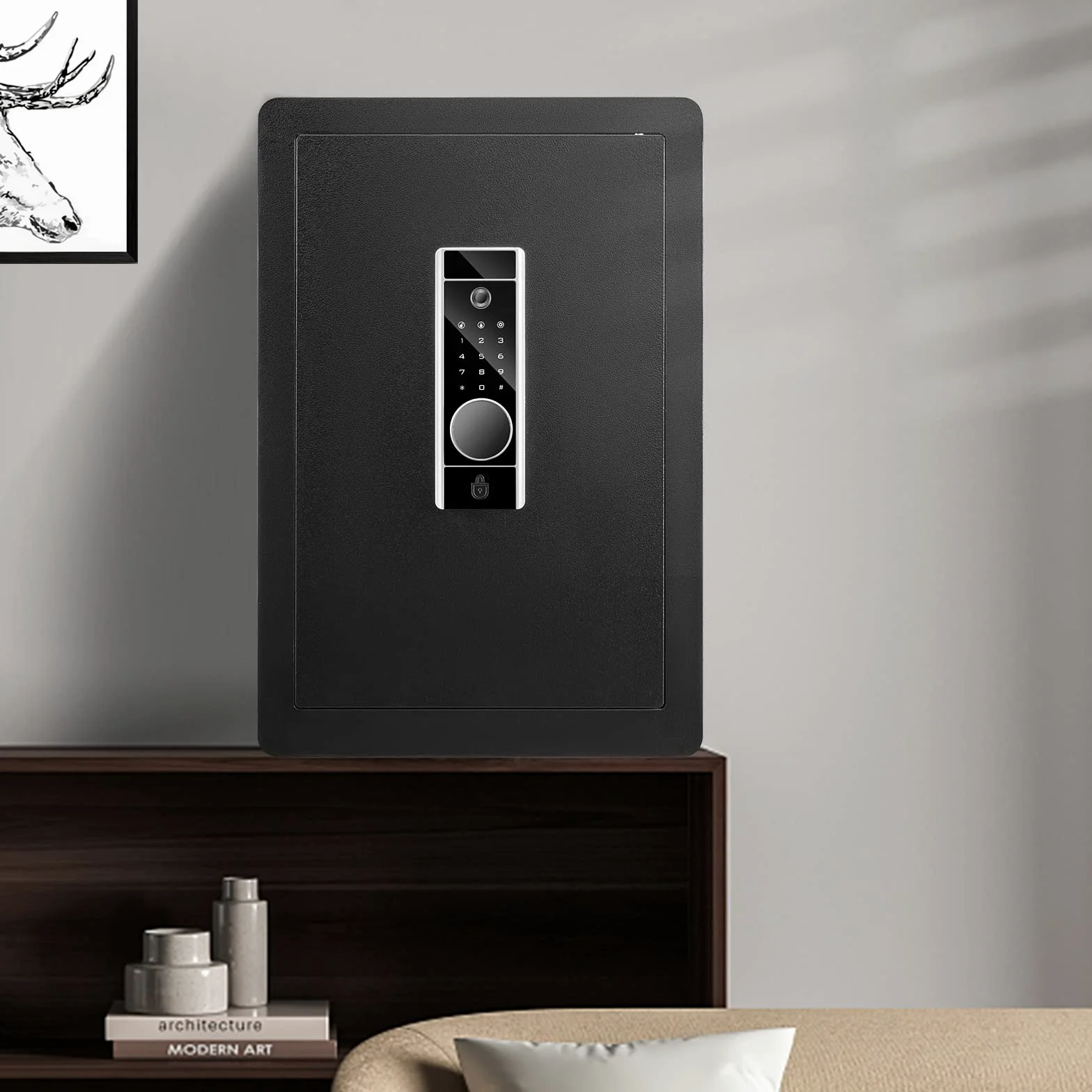 VEVOR Cassaforte Uso Domestico Serratura Codici Chiavi Impronta Digitale Capienza 62L Ripiani Rimovibili per Contanti Oro Gioielli Passaporto, Cassetta di Sicurezza Password Chiavi Impronta 22,85kg