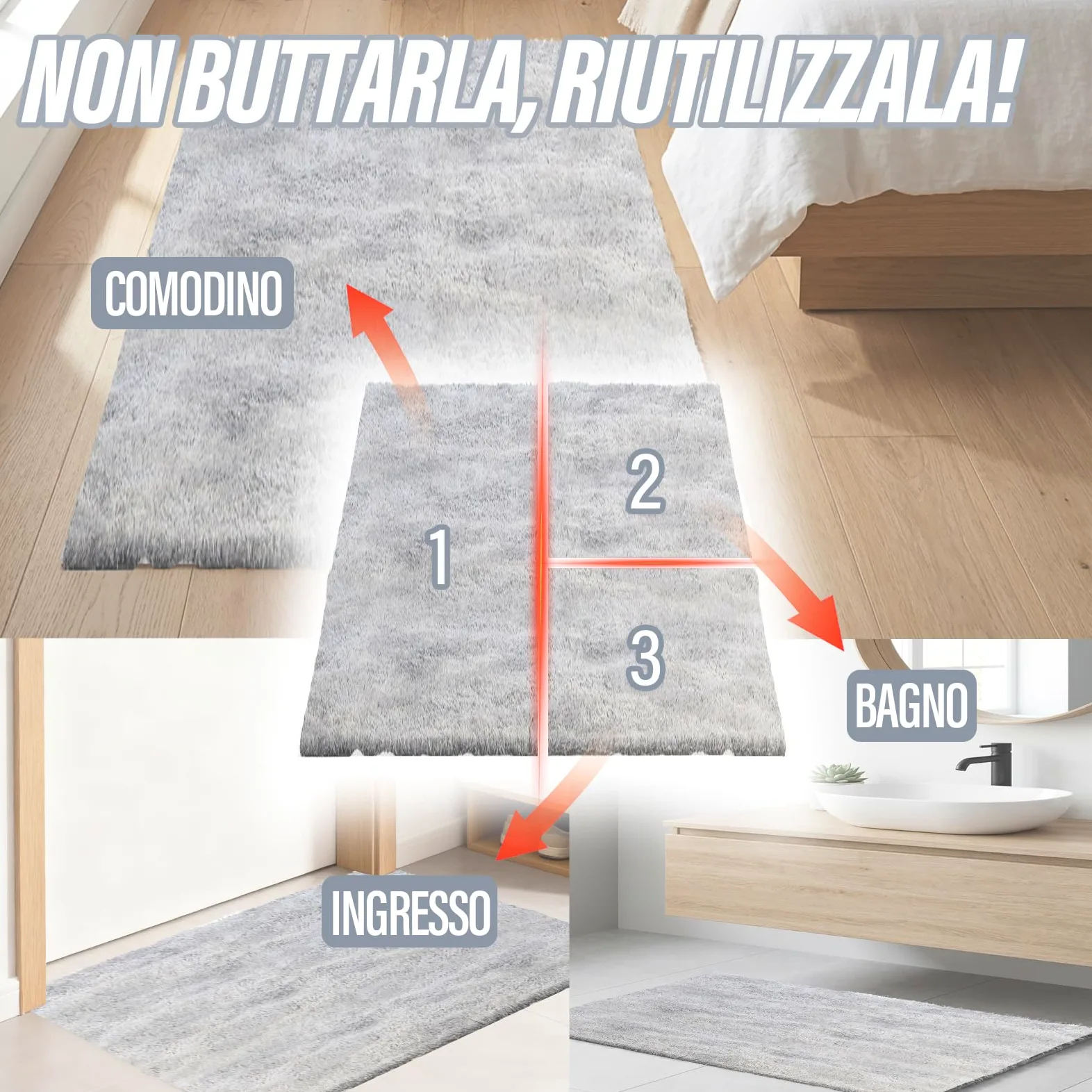 Strumento professionale per il taglio di tappeti con due funzioni, taglierina ad anello per tappeti con 15 lame ad alte prestazioni, coltello da taglio retrattile