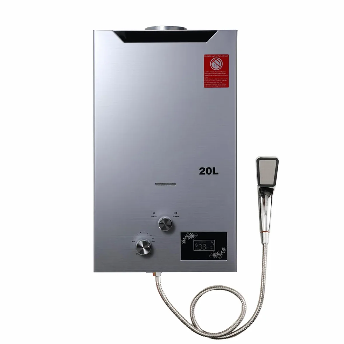Scaldabagno a Gas GPL 20L, Scaldabagno Istantaneo a Propano, 40KW a Parete senza Serbatoio Scaldacqua Istantaneo Senza Serbatoio con Kit Doccia, Funziona a Bassa Pressione dellAcqua