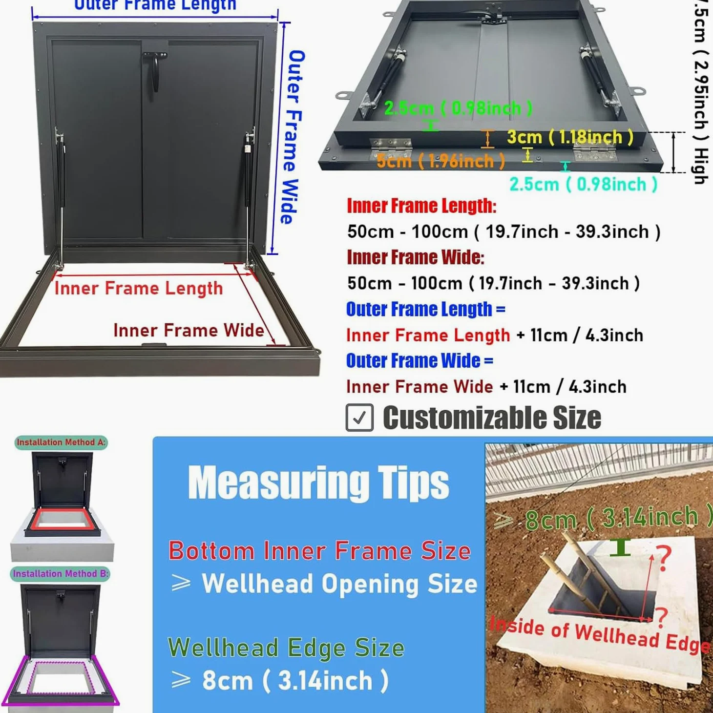 Botola Di Accesso Al Tetto Lucernario, Copertura Antipioggia Porta Di Sicurezza Resistente Alle Intemperie Botola in Acciaio Zincato Installazione Su Ponte Finestra per Tetti,85x100cm