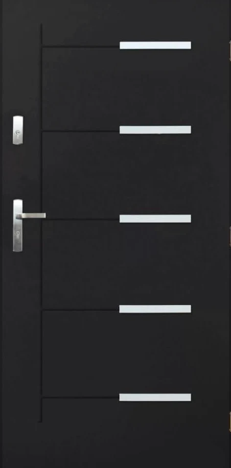 Porta in acciaio, resistente alle intemperie, elegante porta d'ingresso sicura, modello Kankan, spessore 55 mm, dimensioni 80/90 cm con rivestimento nano (antracite, 90: dimensioni dell'albero della